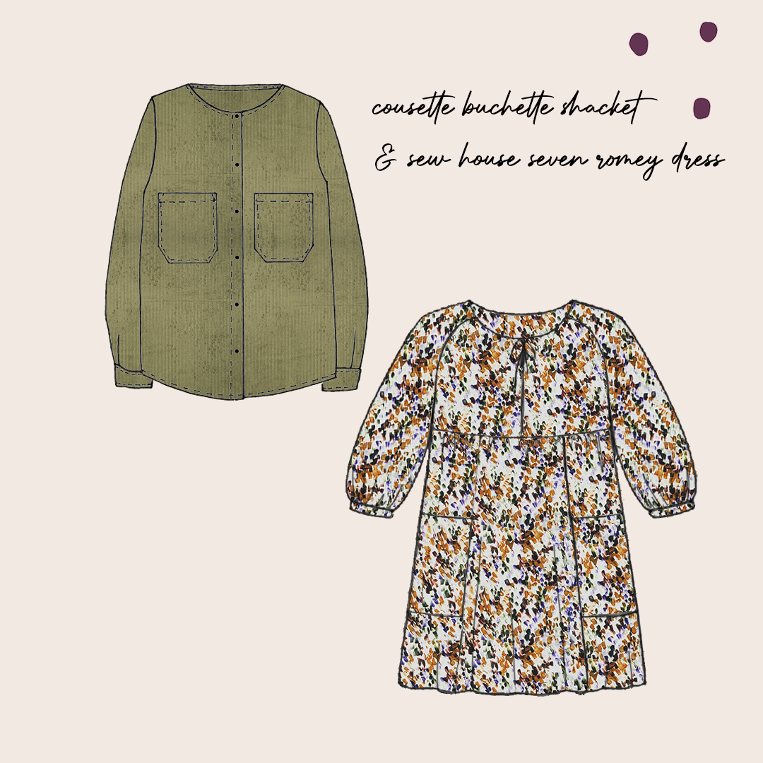 Make an Outfit Colour Bundle - Small Brushstrokes Viscose and Washed Corduroy in Army Green