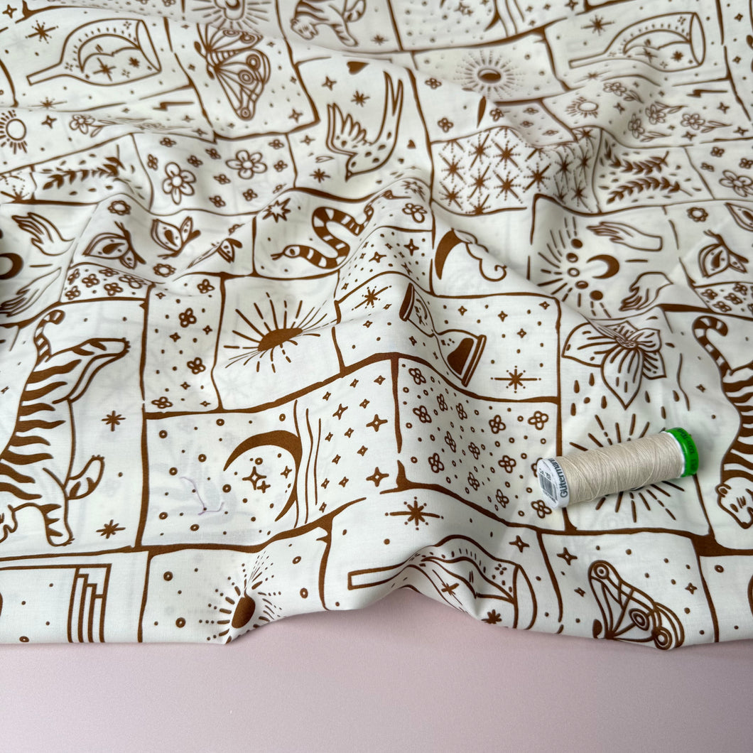 Boho Off-White Cotton Poplin Fabric