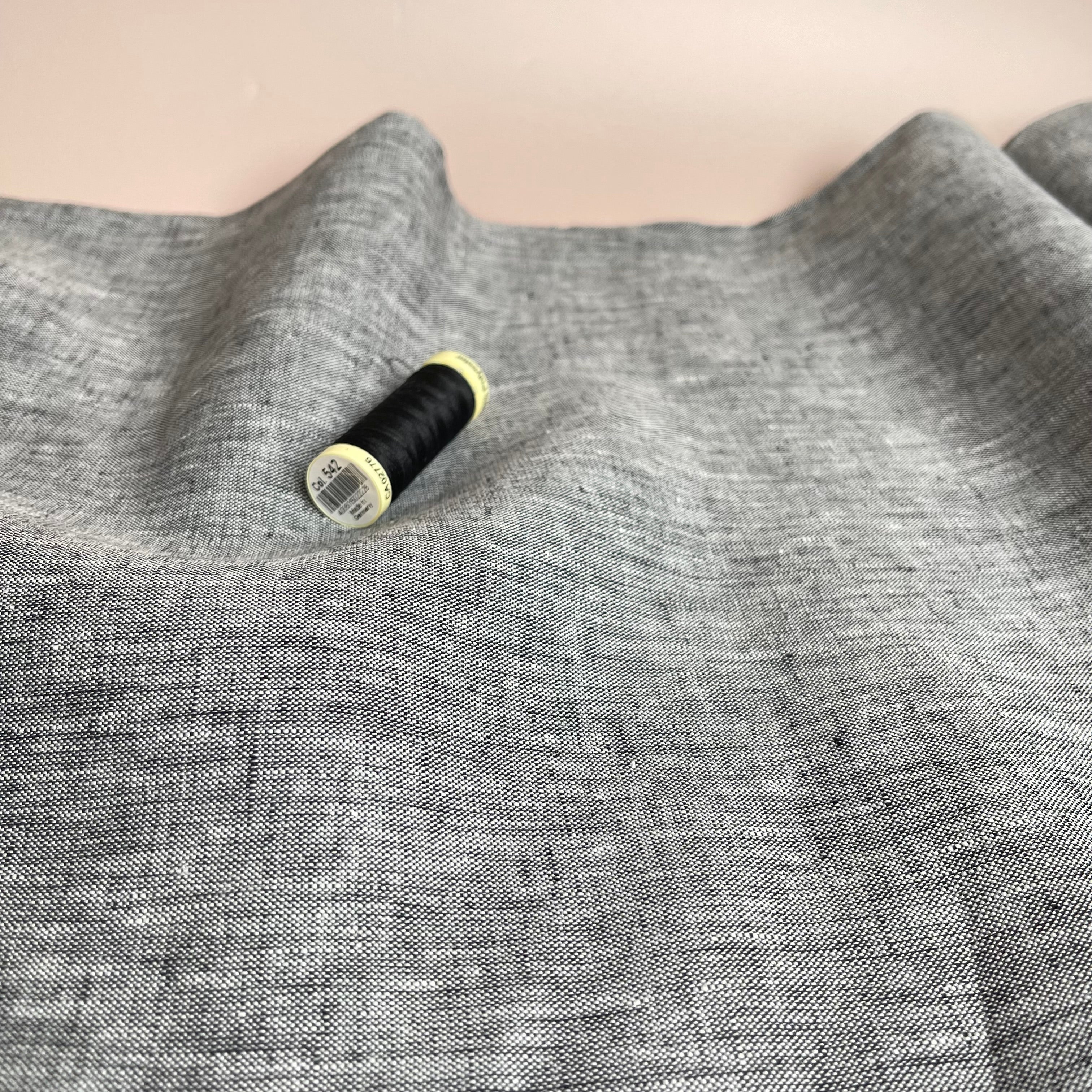 Yarn Dyed Pure Linen Fabric in Dark Grey