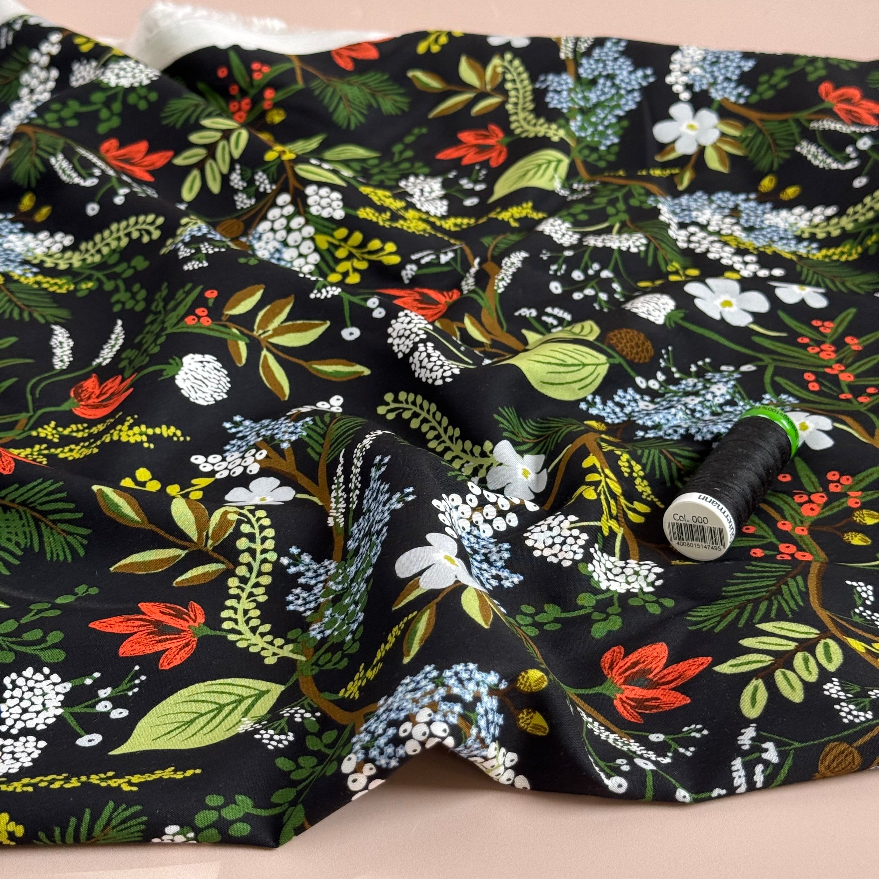 Rifle Paper Co - Juniper Forest in Black Rayon from English Rose