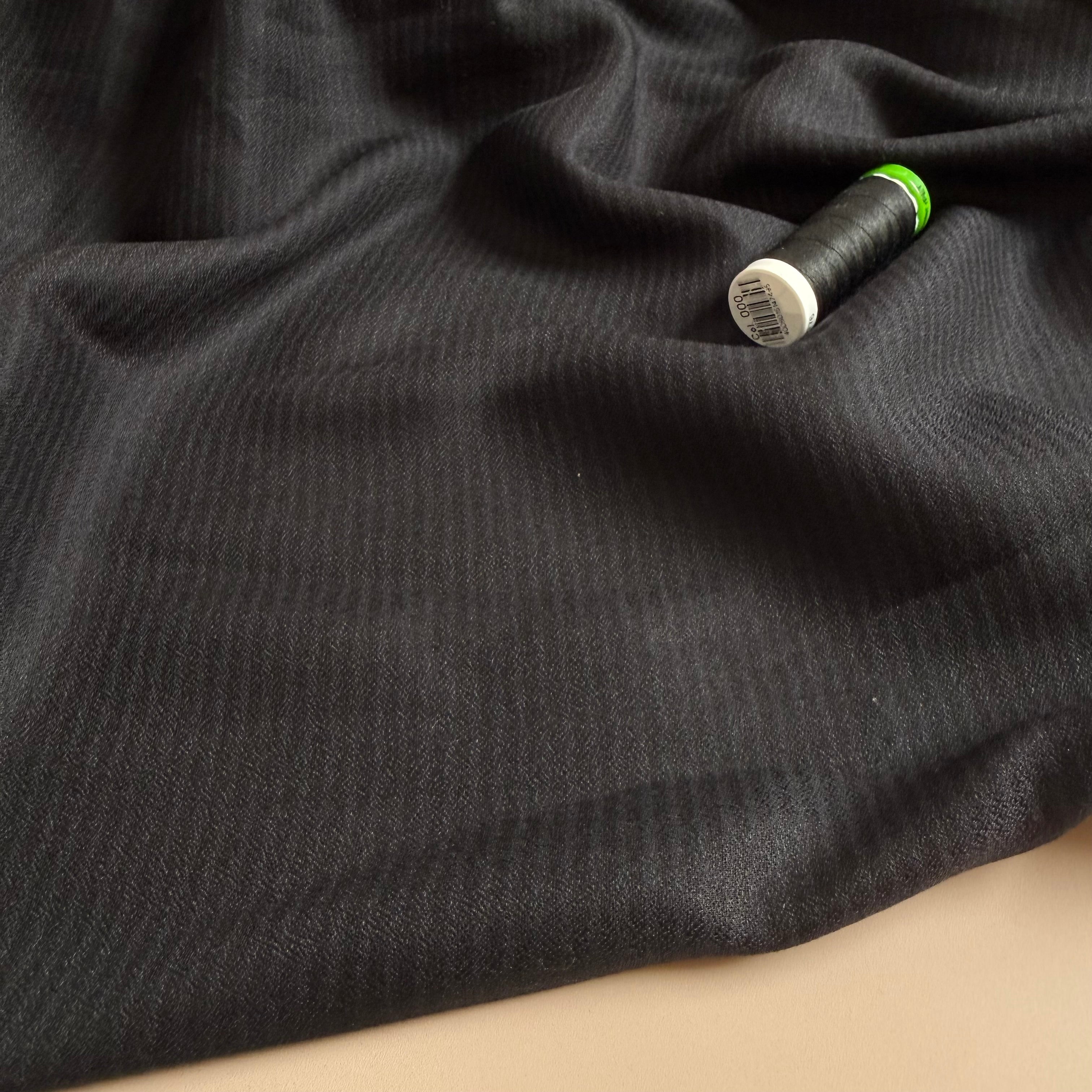 Ex-Designer Deadstock - Self Stripe Black Viscose Fabric