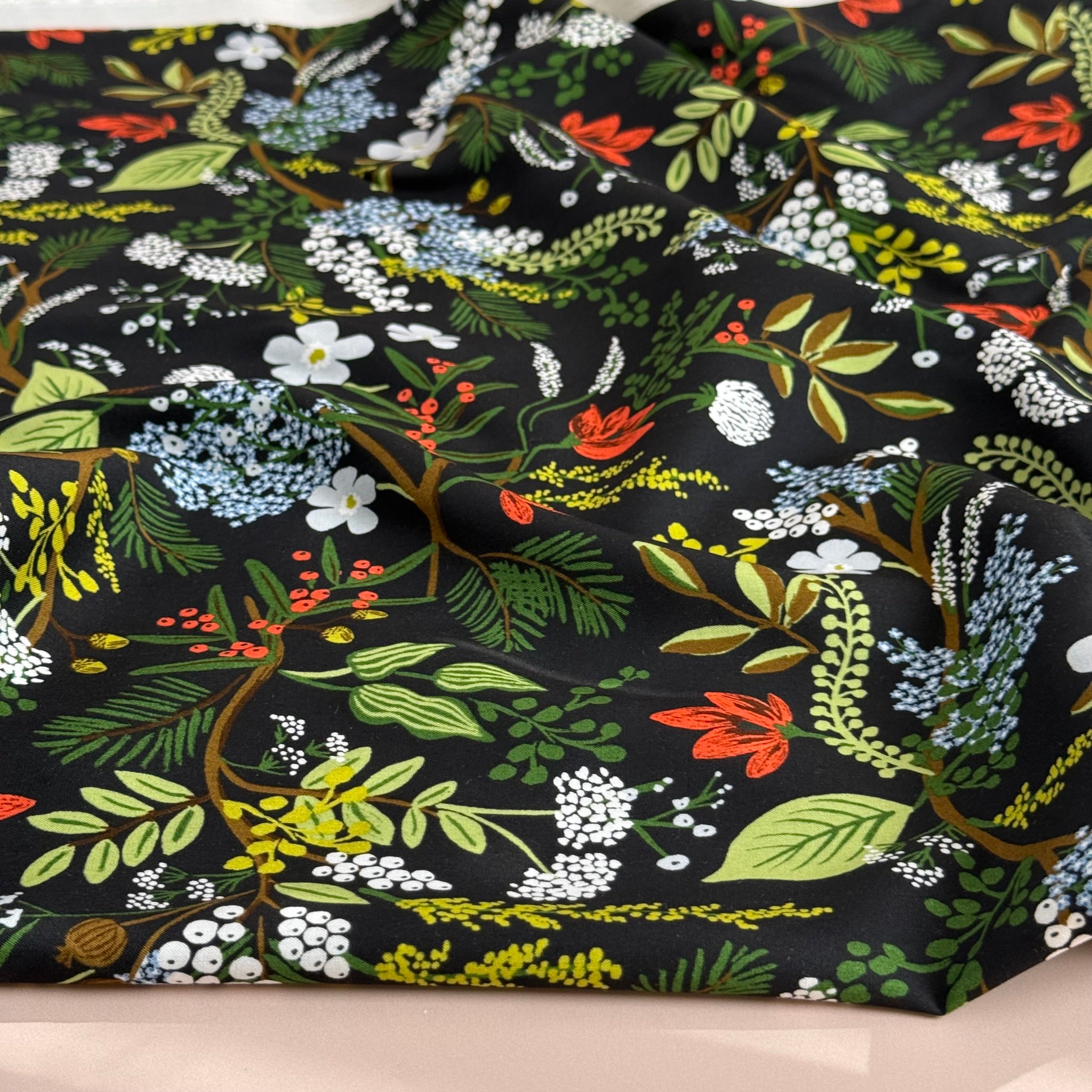 Rifle Paper Co - Juniper Forest in Black Rayon from English Rose