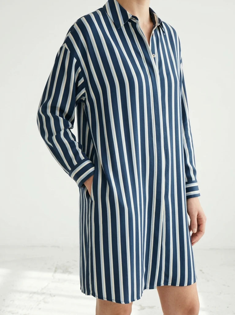 Mind The MAKER - Harbour Stripe Viscose Twill with LENZING™ ECOVERO™ fibres