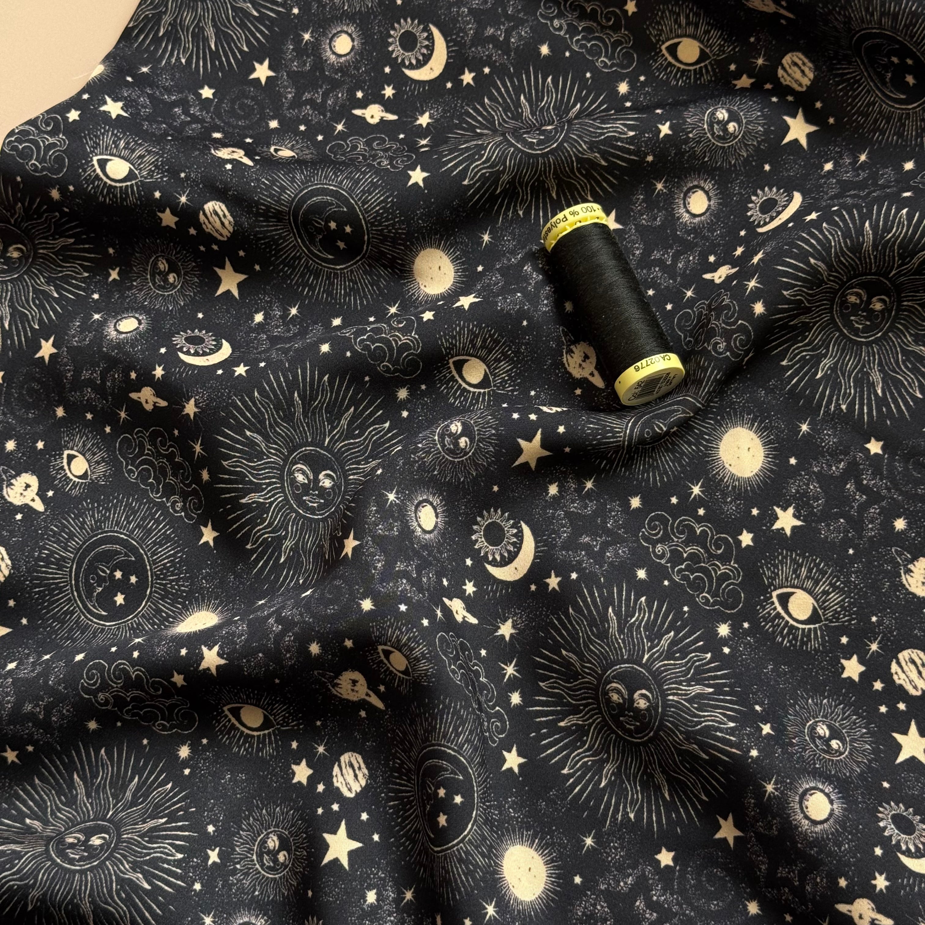 Zodiac Galaxy Viscose Sateen Fabric