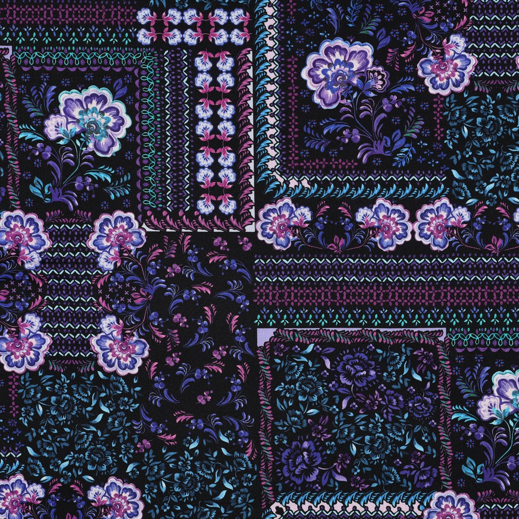 Purple Patchwork Viscose Cotton Fabric