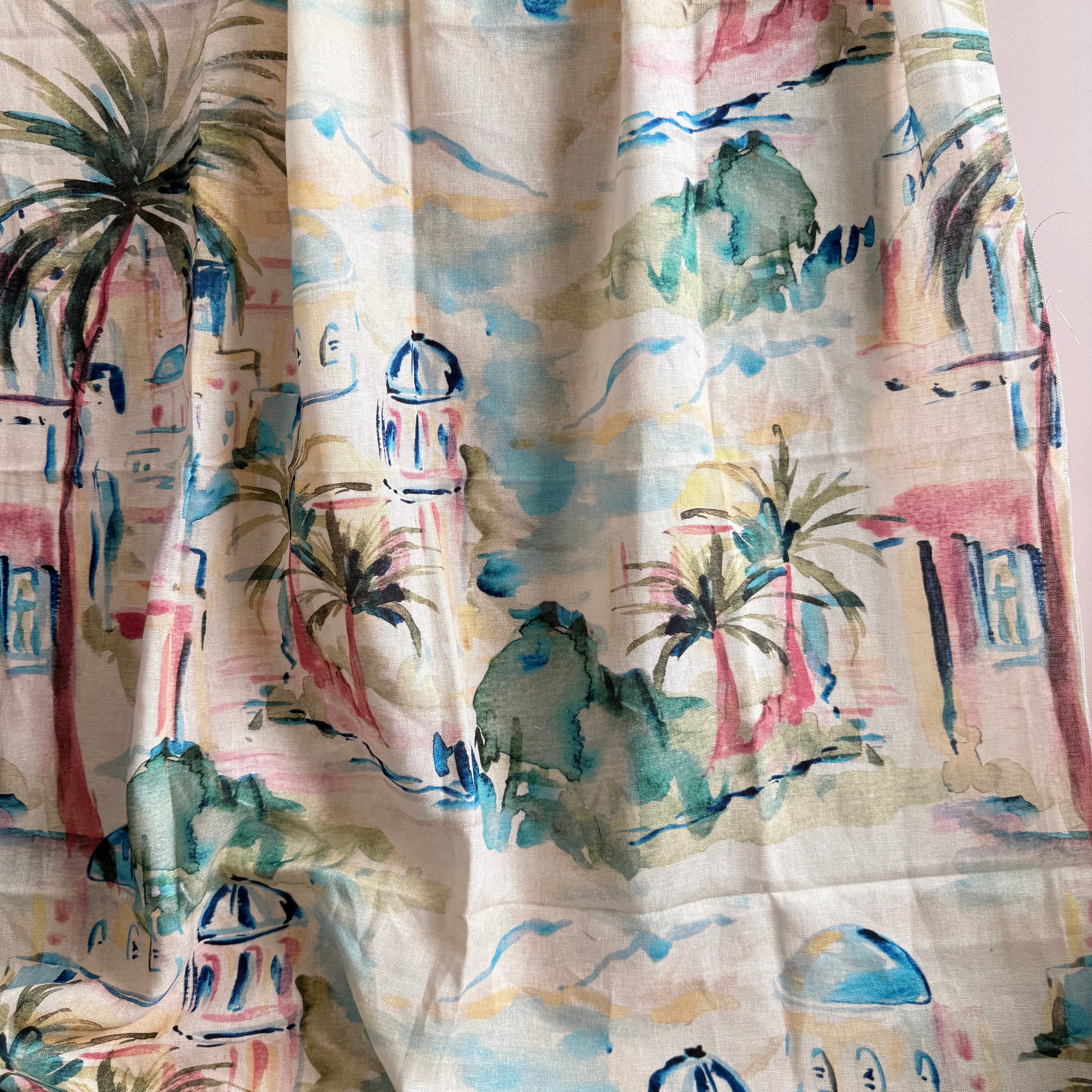 PRE-ORDER - arriving by end of August - Riviera Landscape Summer Linen Viscose Blend Fabric