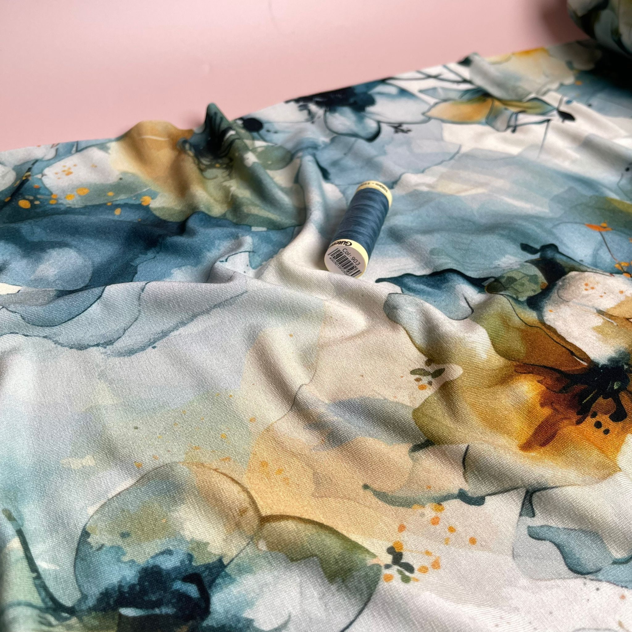 Danish Design - Inky Watercolour Blooms ECOVERVO™  Viscose Jersey