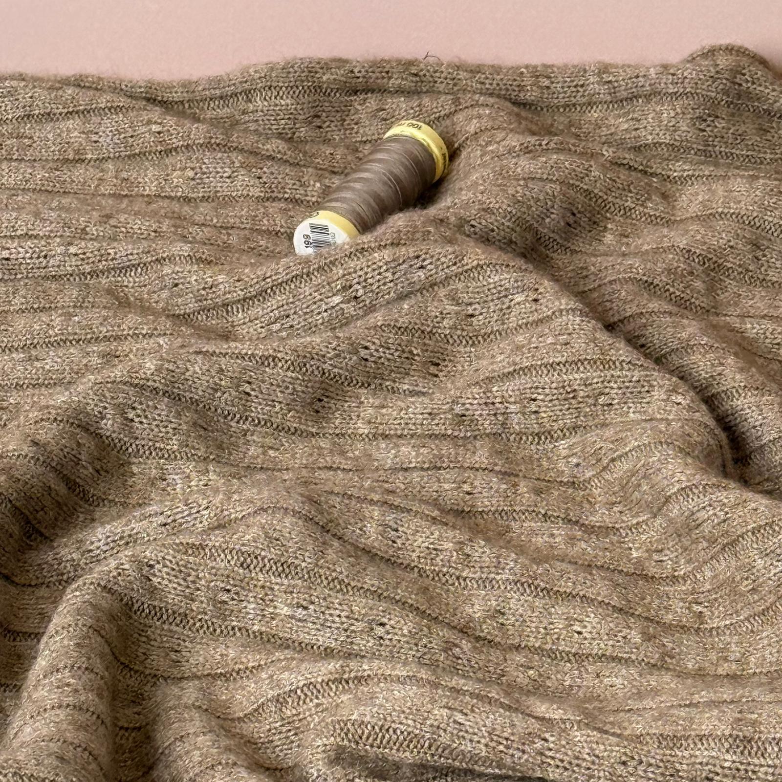 Montreal Rayon Blend Cable Sweater Knit in Camel Melange