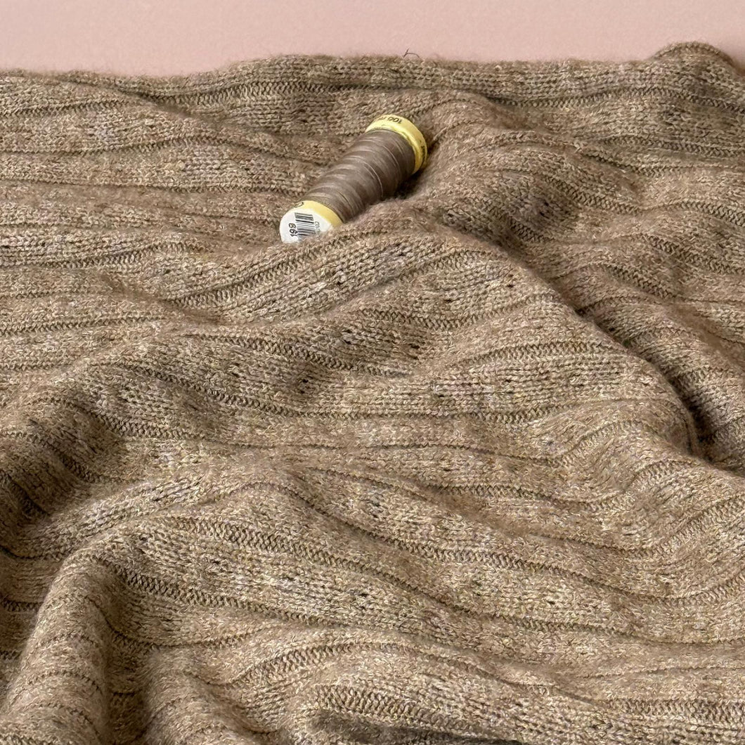 Montreal Rayon Blend Cable Sweater Knit in Camel Melange