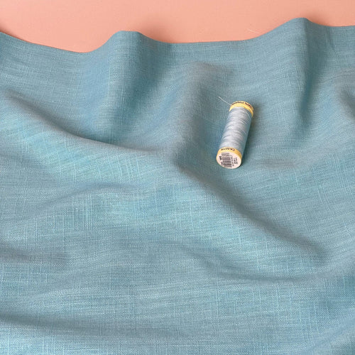 Breeze Aqua - Enzyme Washed Pure Linen Fabric