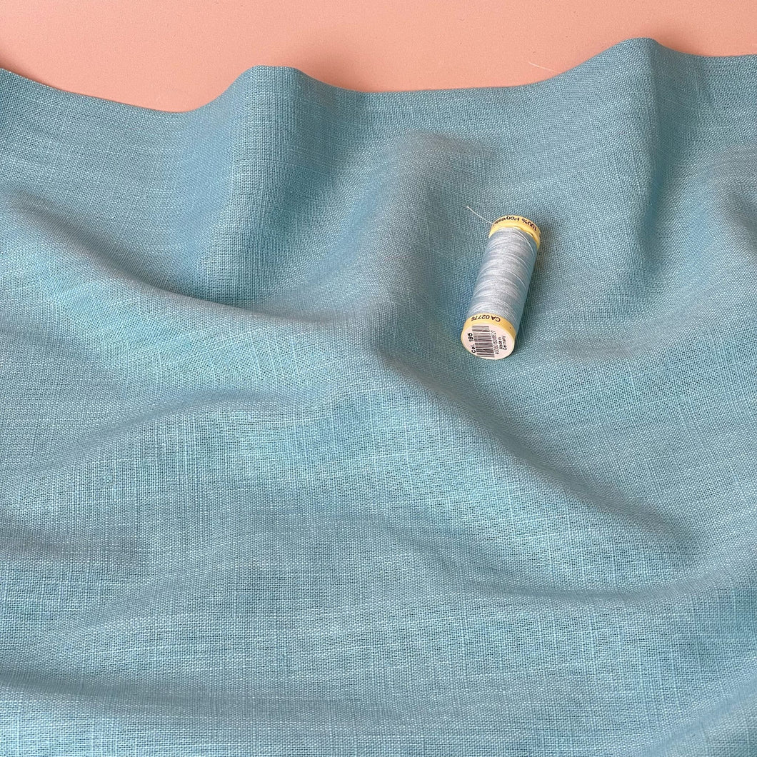 Breeze Aqua - Enzyme Washed Pure Linen Fabric