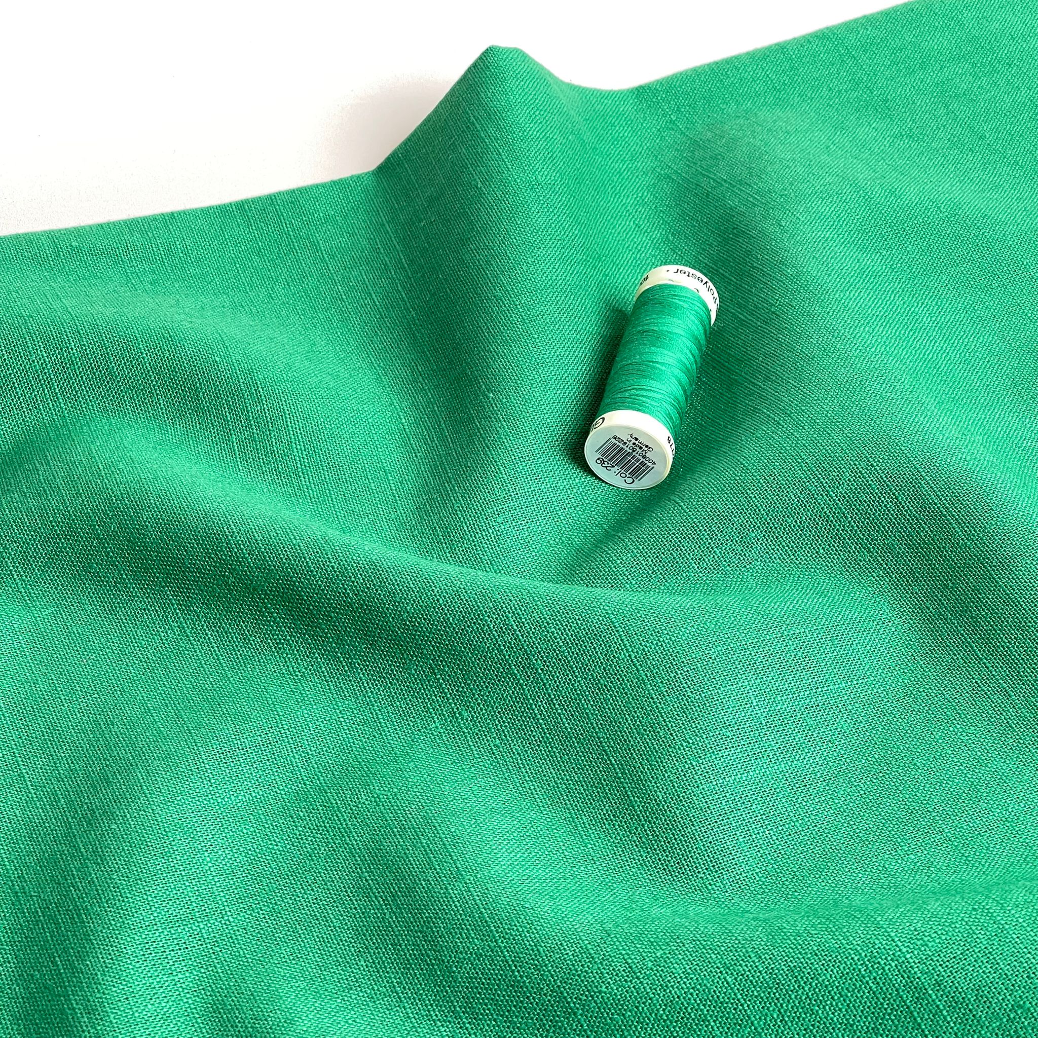 Breeze Emerald - Enzyme Washed Linen Cotton Fabric