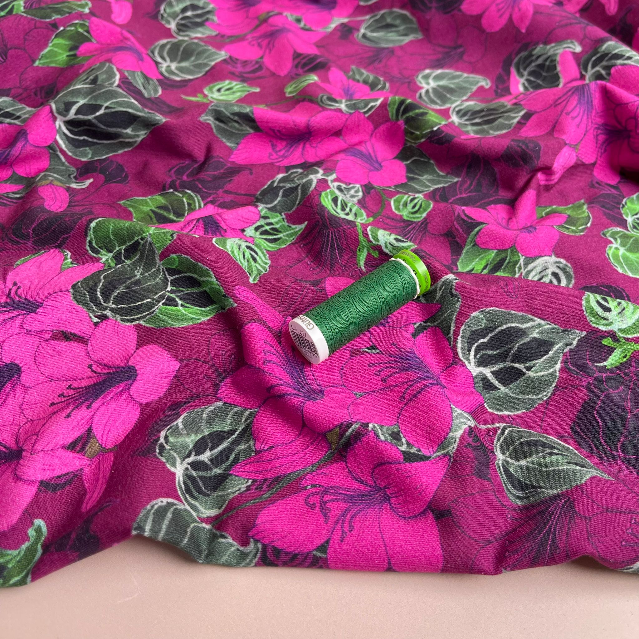 Danish Design - Fuchsia Blooms Cotton Jersey