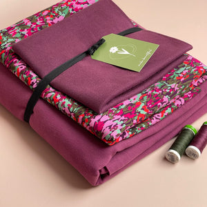 Make an Outfit Colour Bundle - Colourful Garden on Plum EVOVERO™ Viscose & Sweatshirting with ribbing