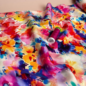 Vibrant Inky Florals Viscose Fabric