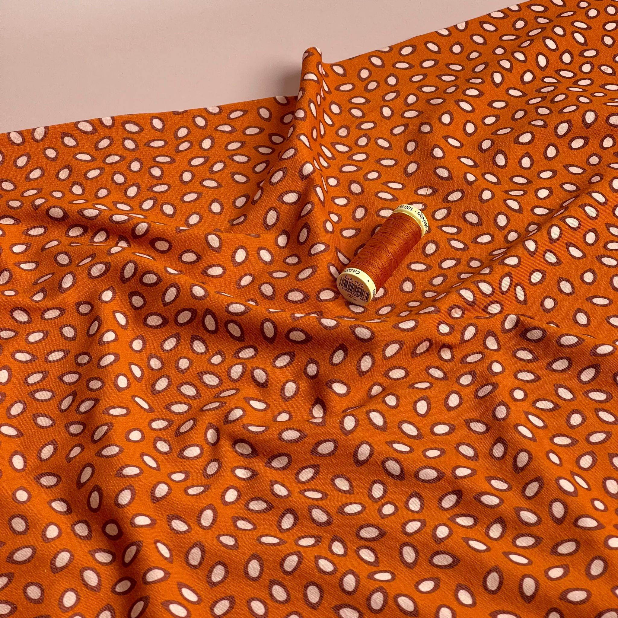 Danish Design - Small Petals on Rust Cotton Jersey Fabric