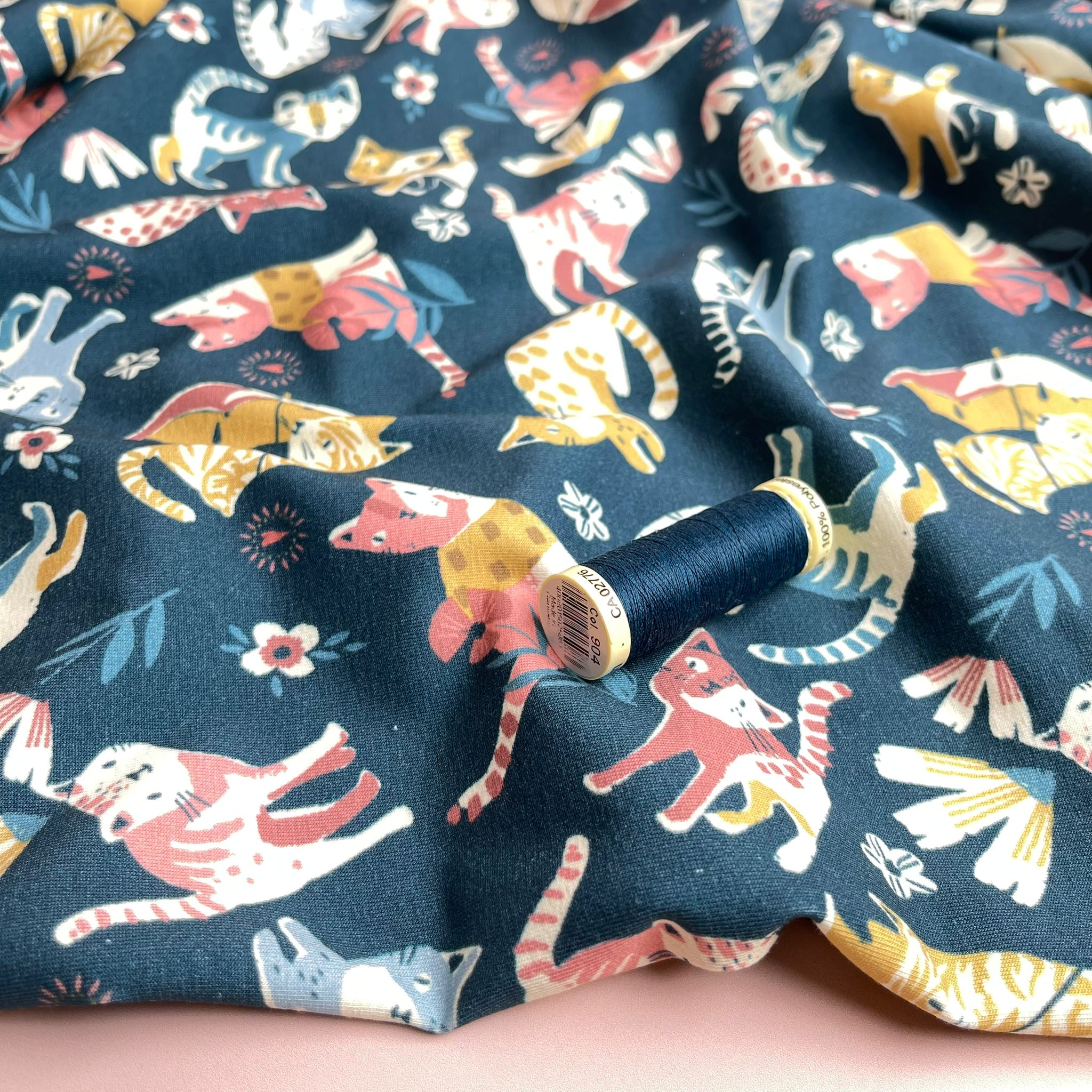 Danish Design - Playful Cats Cotton Jersey Fabric