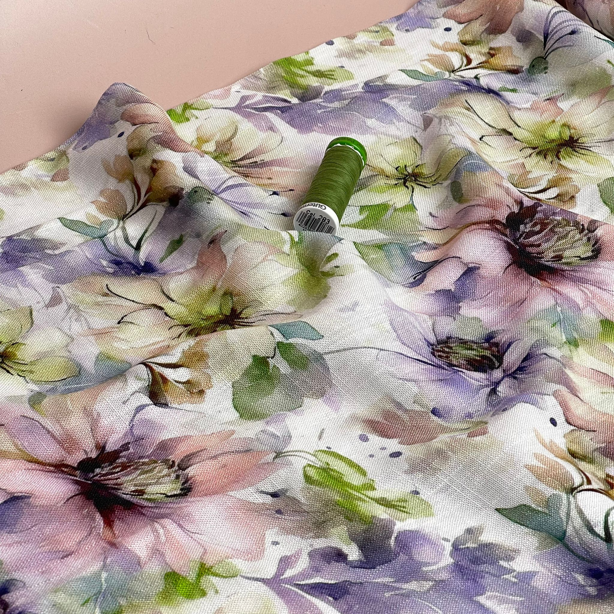 REMNANT 3 Metres (print faults near selvedge) Romantic Florals Viscose Linen Fabric