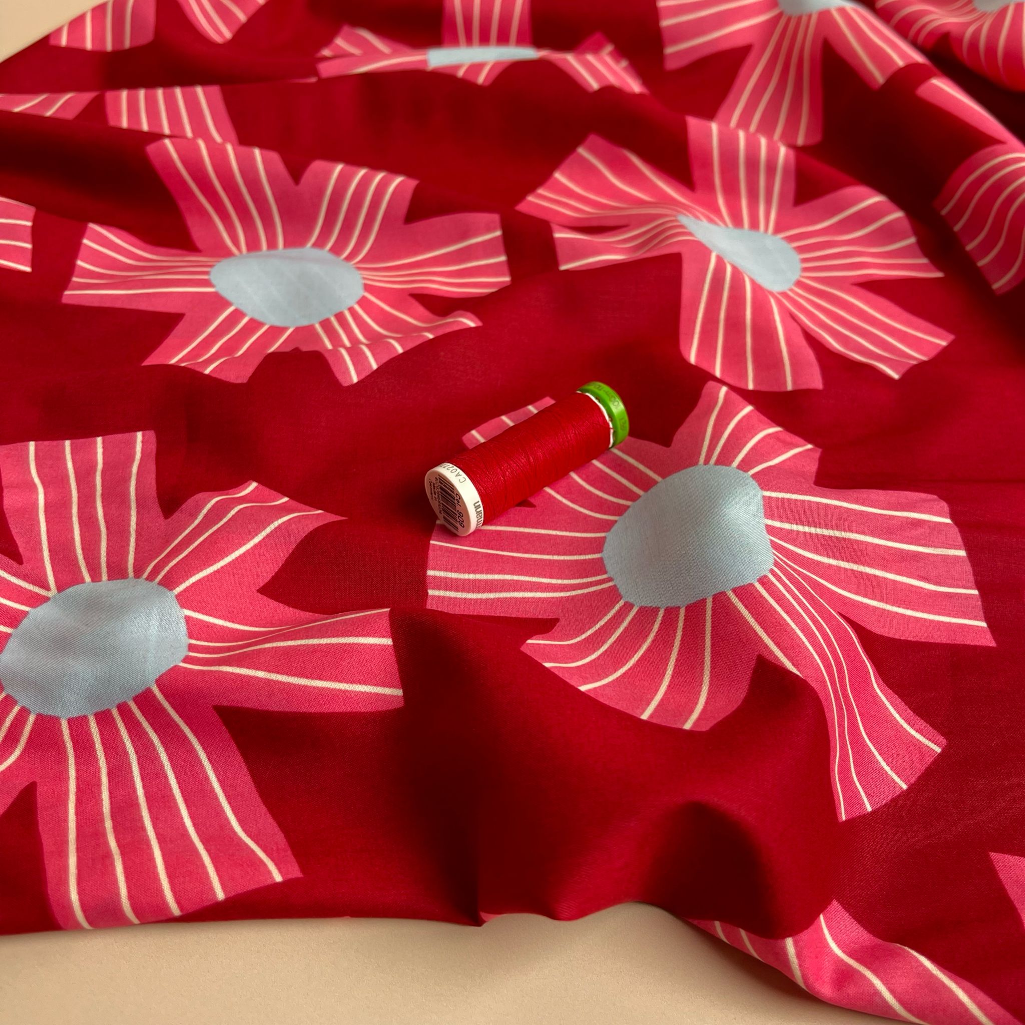 Nerida Hansen - Sunny Days on Red Cotton Voile Fabric