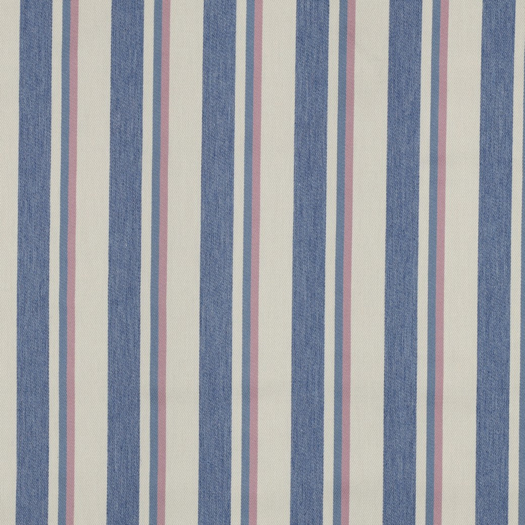 Yarn Dyed Striped Cotton Denim in Pink & Blue