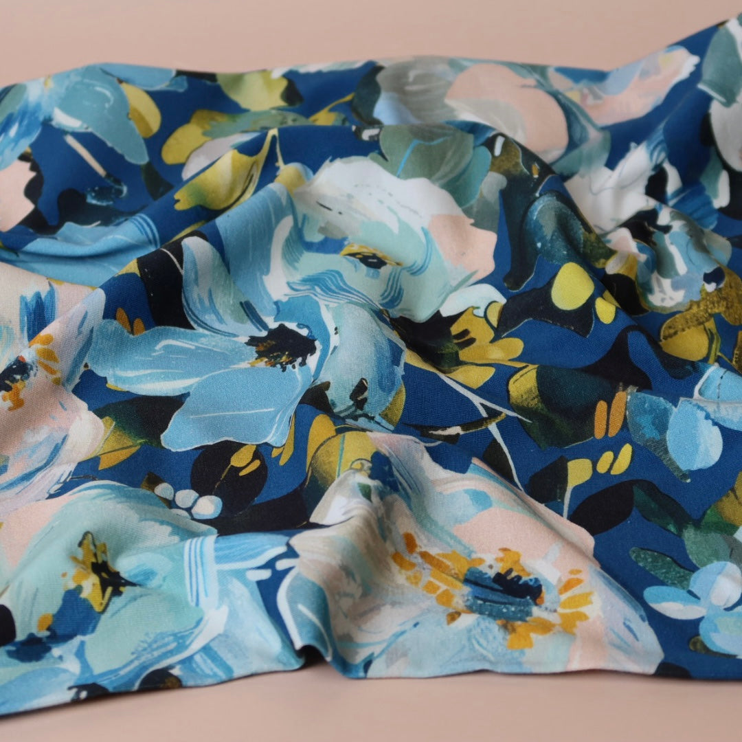 REMNANT 1.2 Metres - Danish Design - Ocean Blooms Cotton Jersey