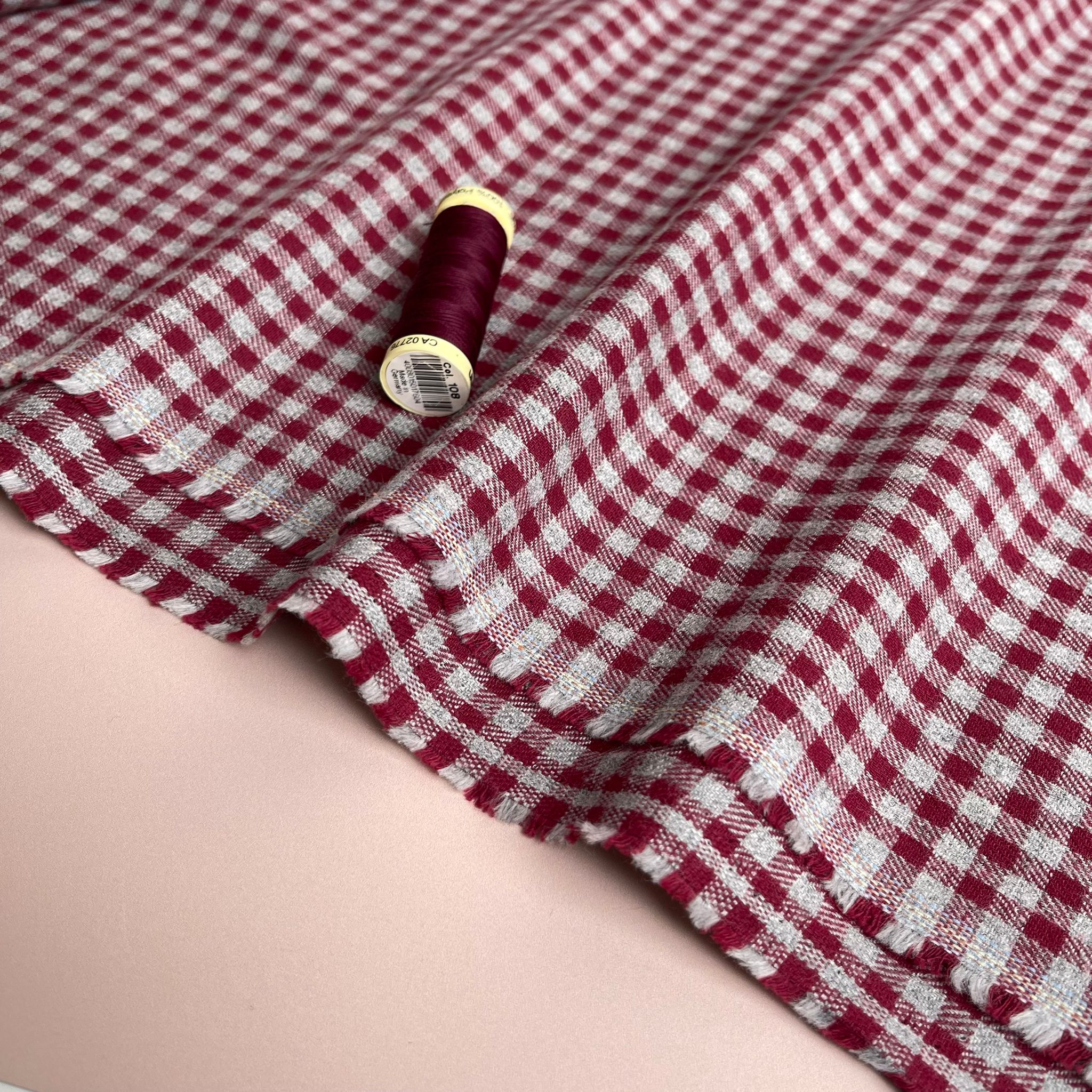 Yarn Dyed Mini Red Gingham Cotton Flannel