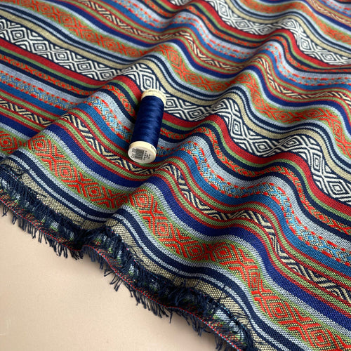 Yarn Dyed Autumn Sunset Stripes Jacquard Fabric