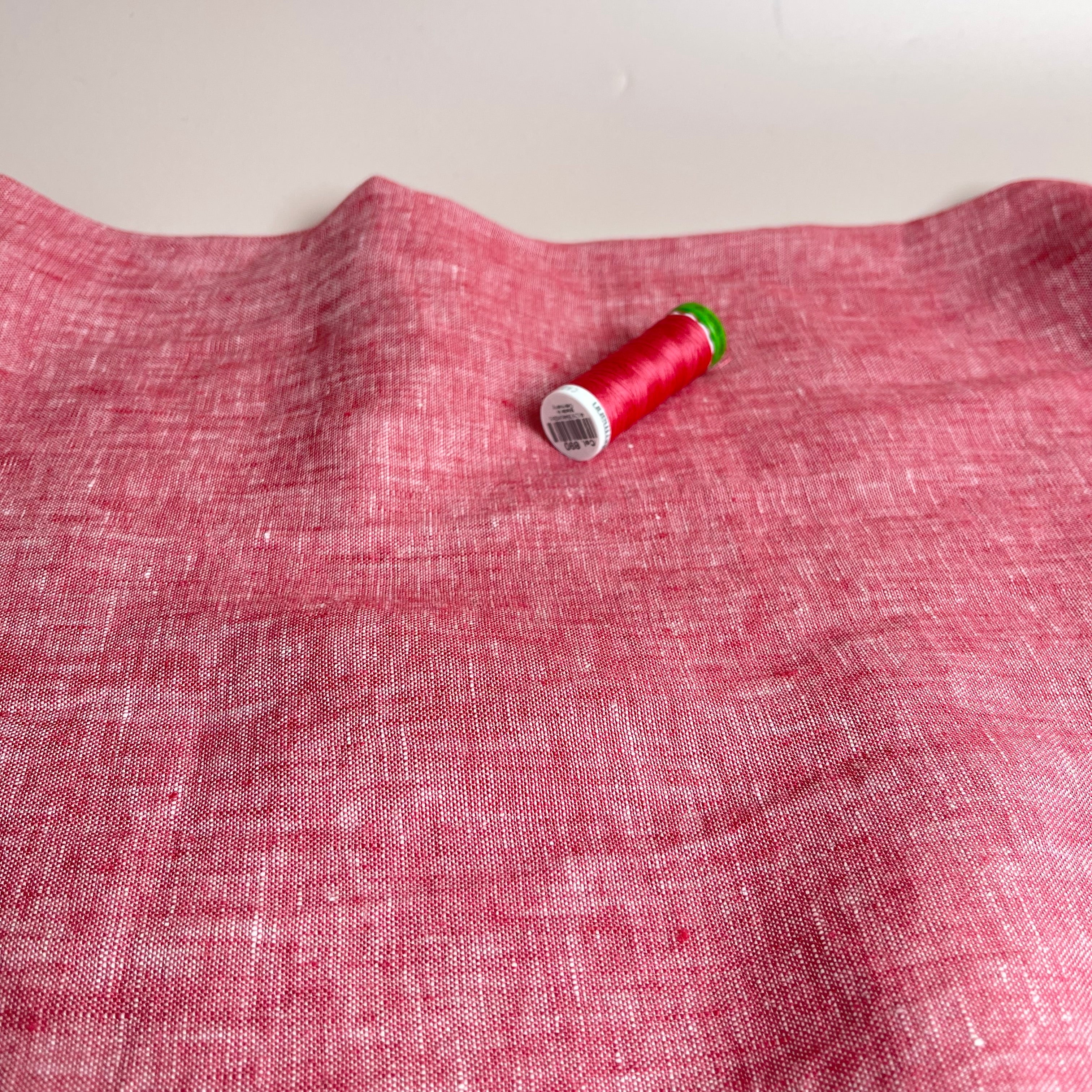 Yarn Dyed Pure Linen Fabric in Watermelon