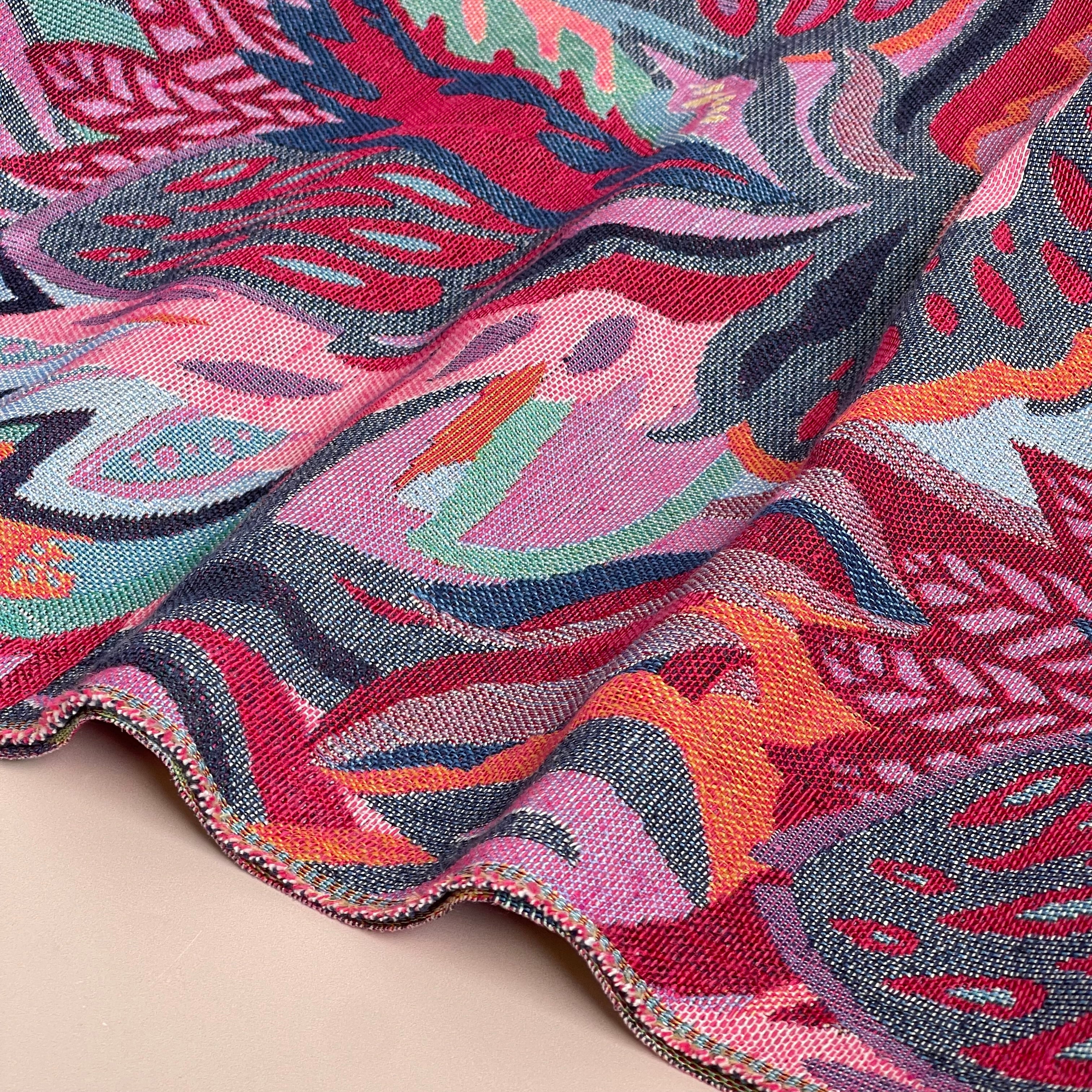 Graphic Floral Art Reversible Gobelin Jacquard Fabric