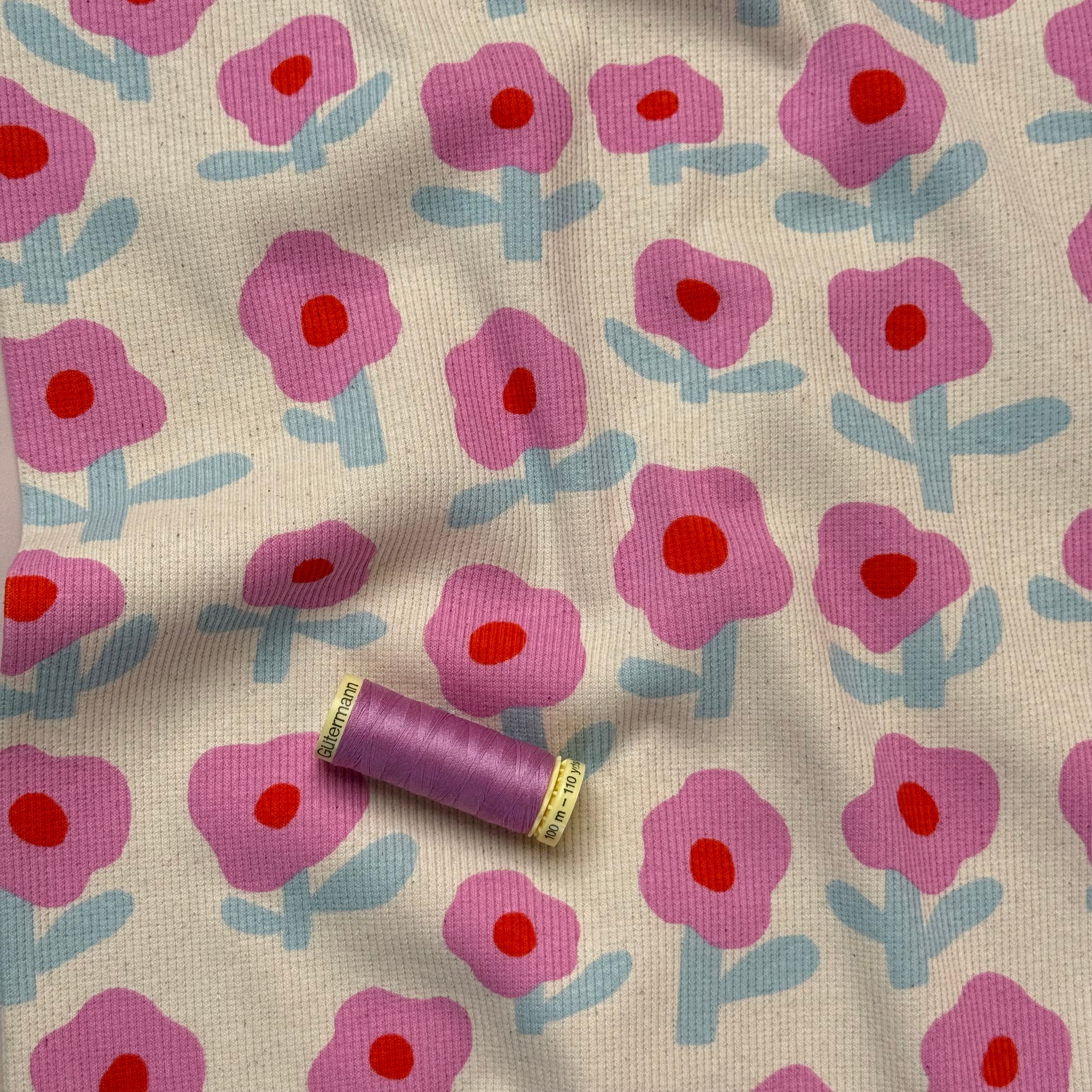 Natural Flowers Organic GOTS Cotton Ribbed Jersey