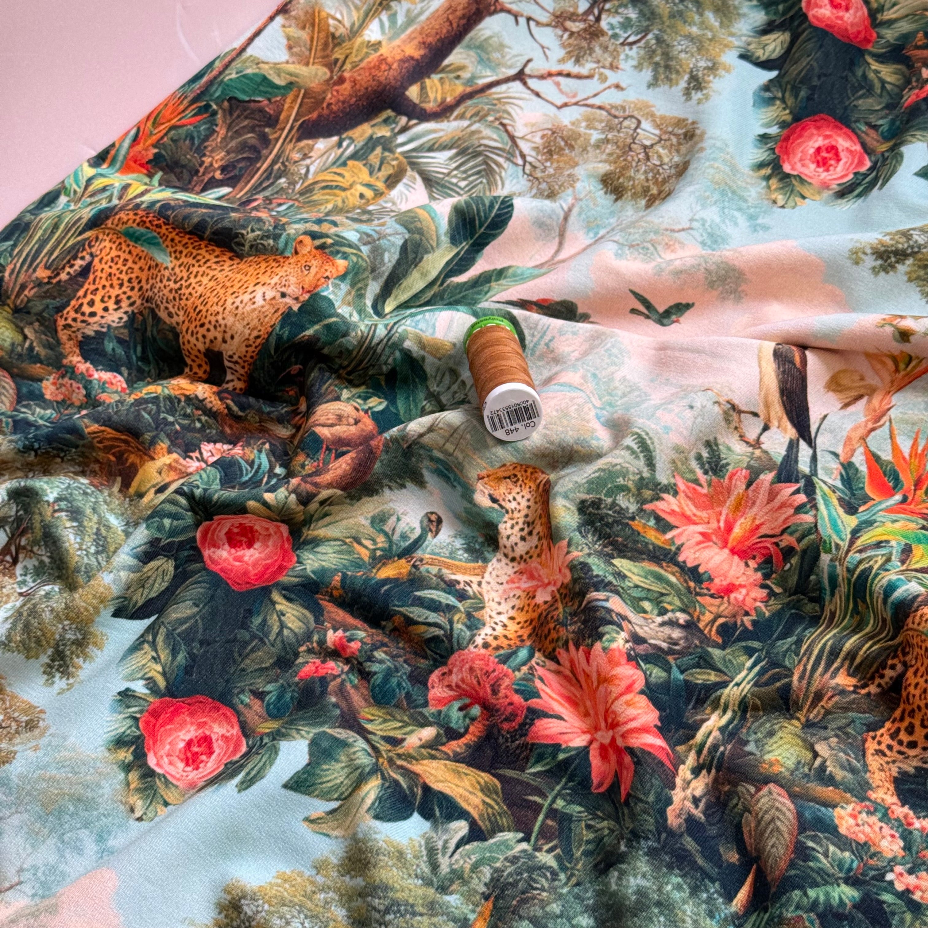 Safari Green Cotton Sweat Shirting Fabric