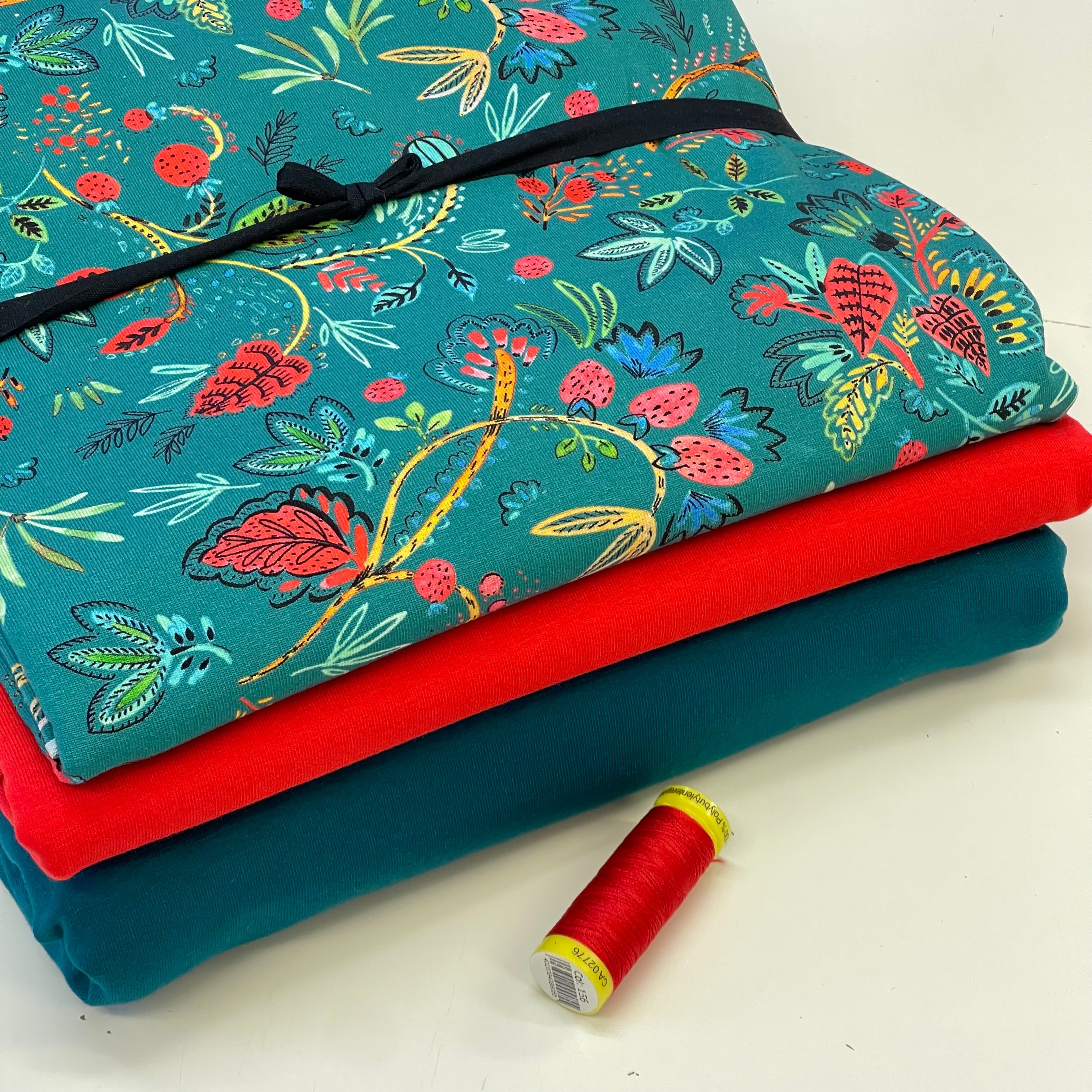 Colour Bundles - Paisley Strawberry Cotton Jersey Fabrics