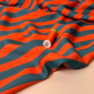 Light & Lush - Stripes in Orange & Teal Viscose Twill Fabric