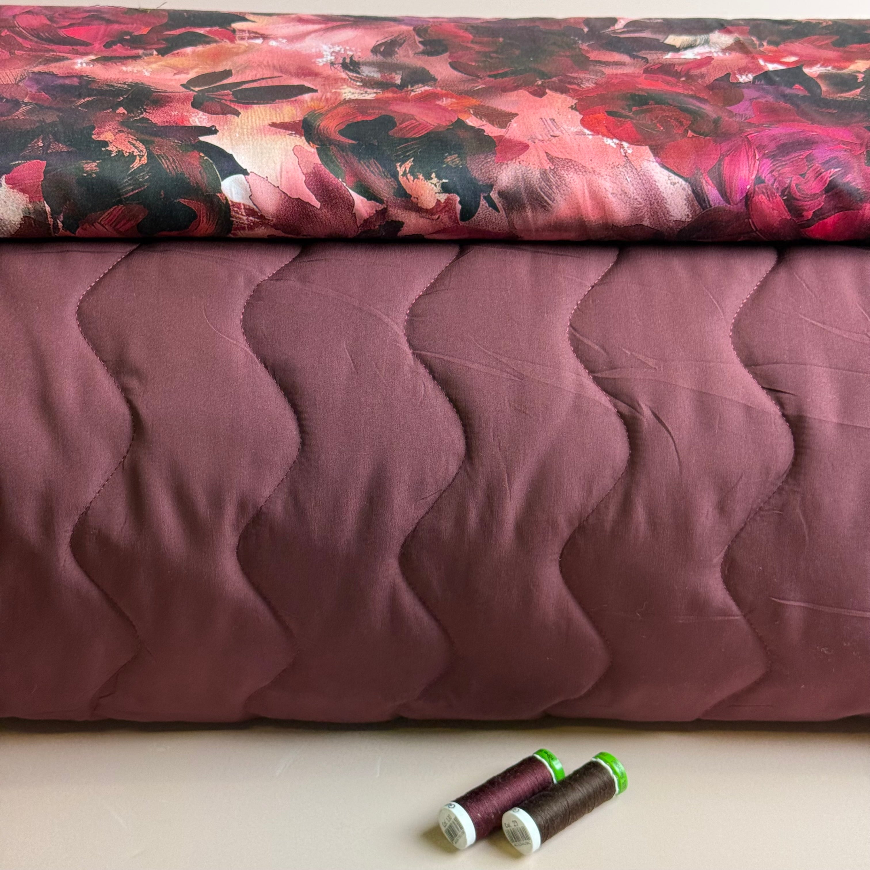 Zigzag Deep Plum Quilted Puffer Fabric