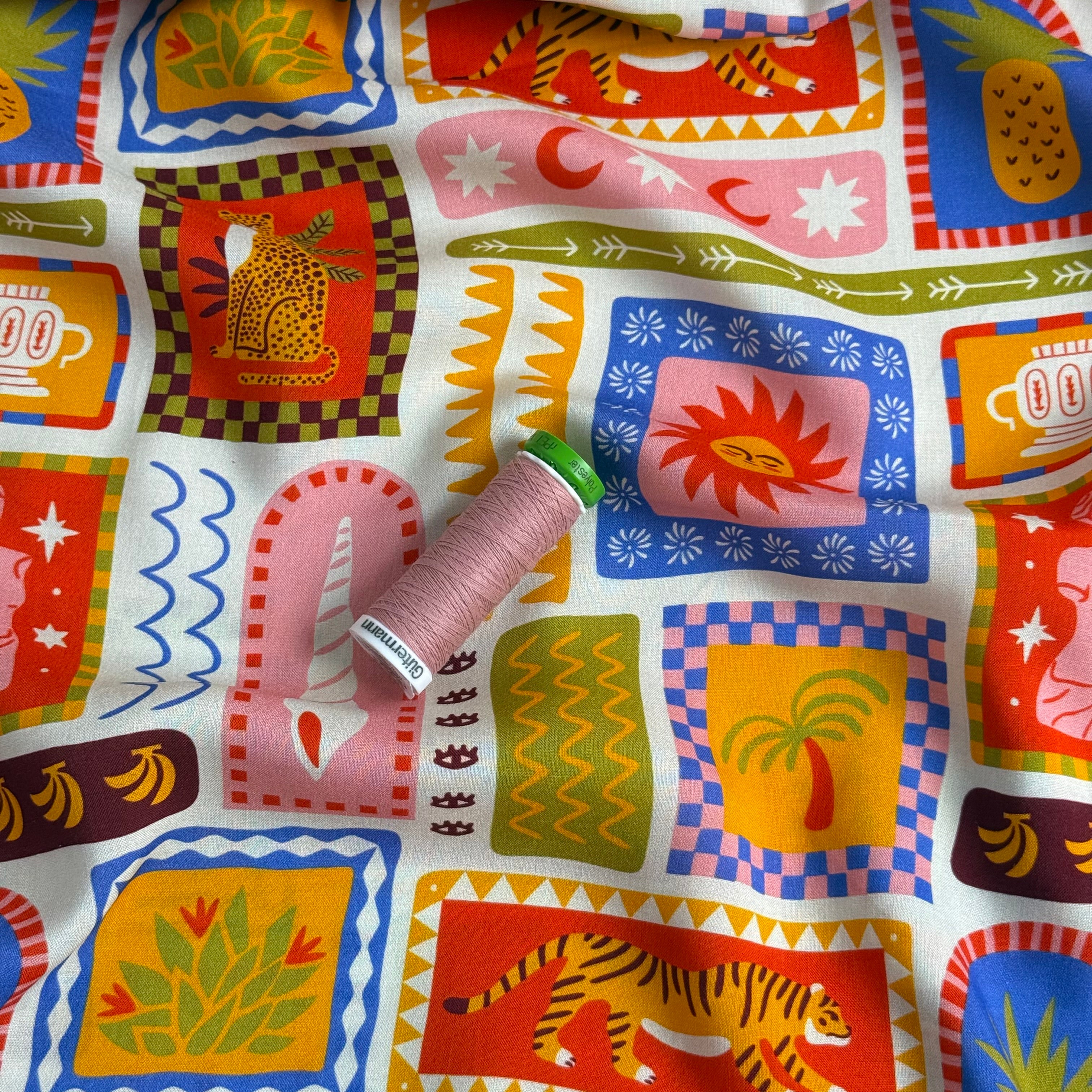 REMNANT 2.46 Metres - Summer Postcard Viscose Lawn Fabric