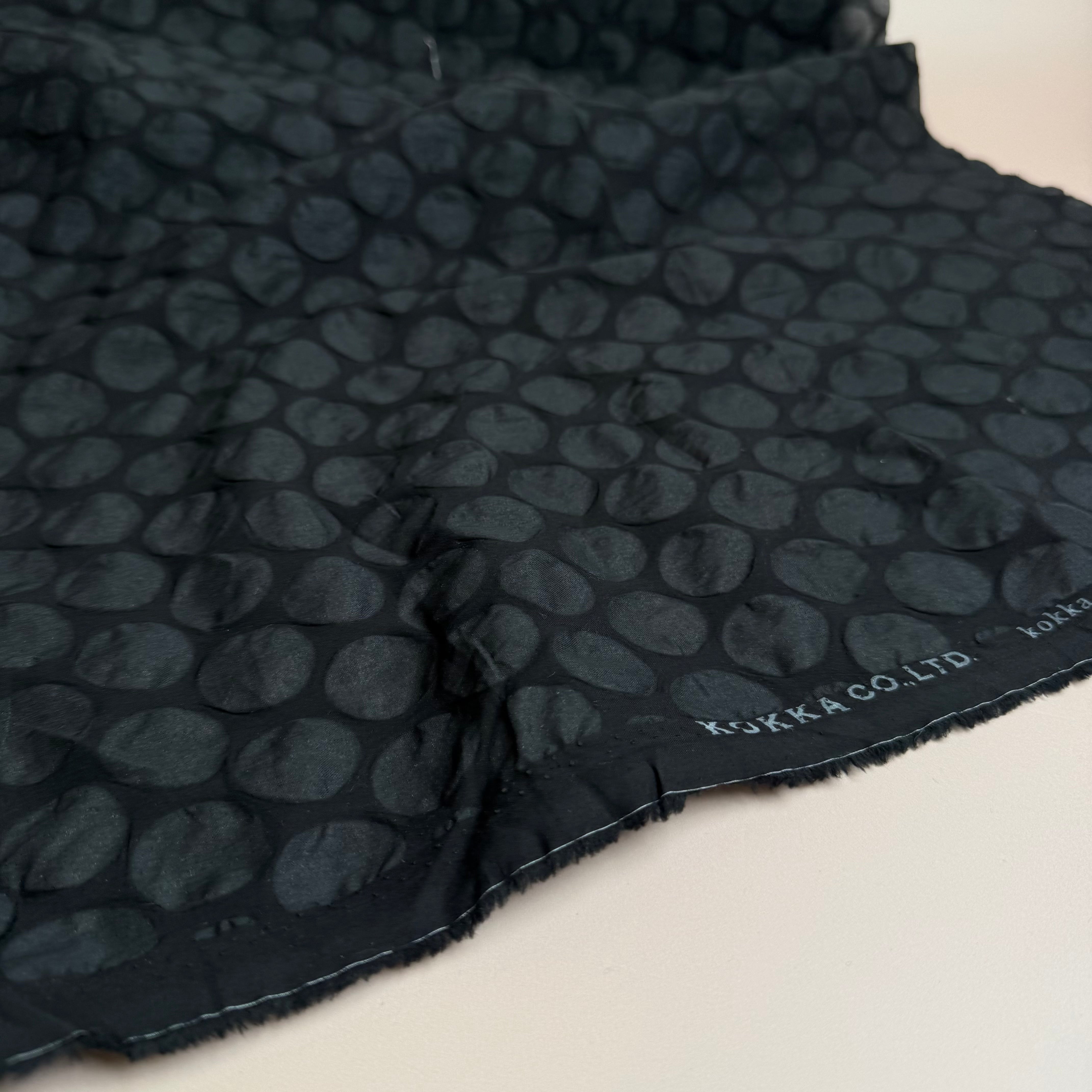 Kokka - Textured Circles Ripple Cotton Lawn in Black