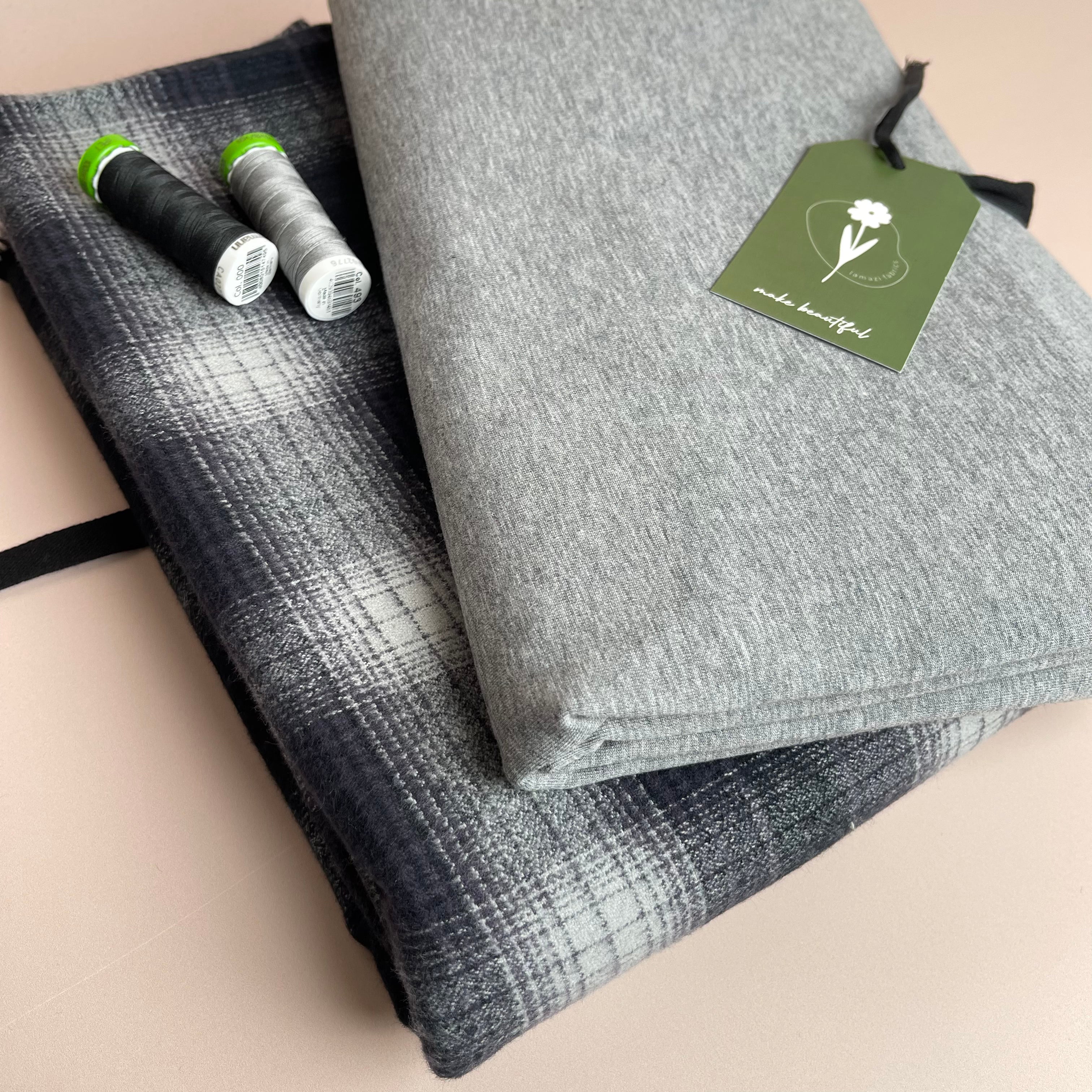 Limited Edition - Luxury Pyjama Kit with Charcoal Check Cotton Flannel