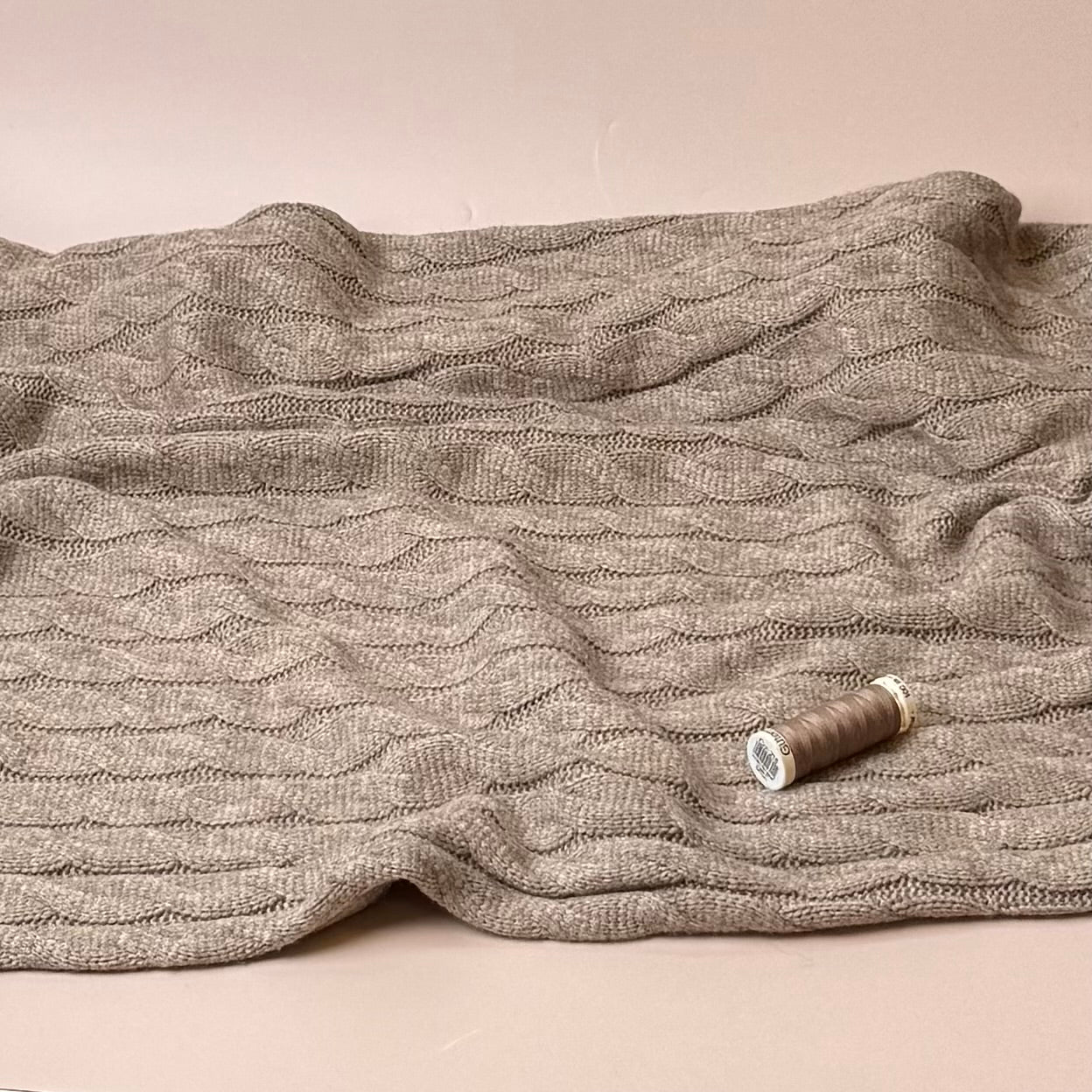 Nordic Heavy Cable Knit in Taupe Melange