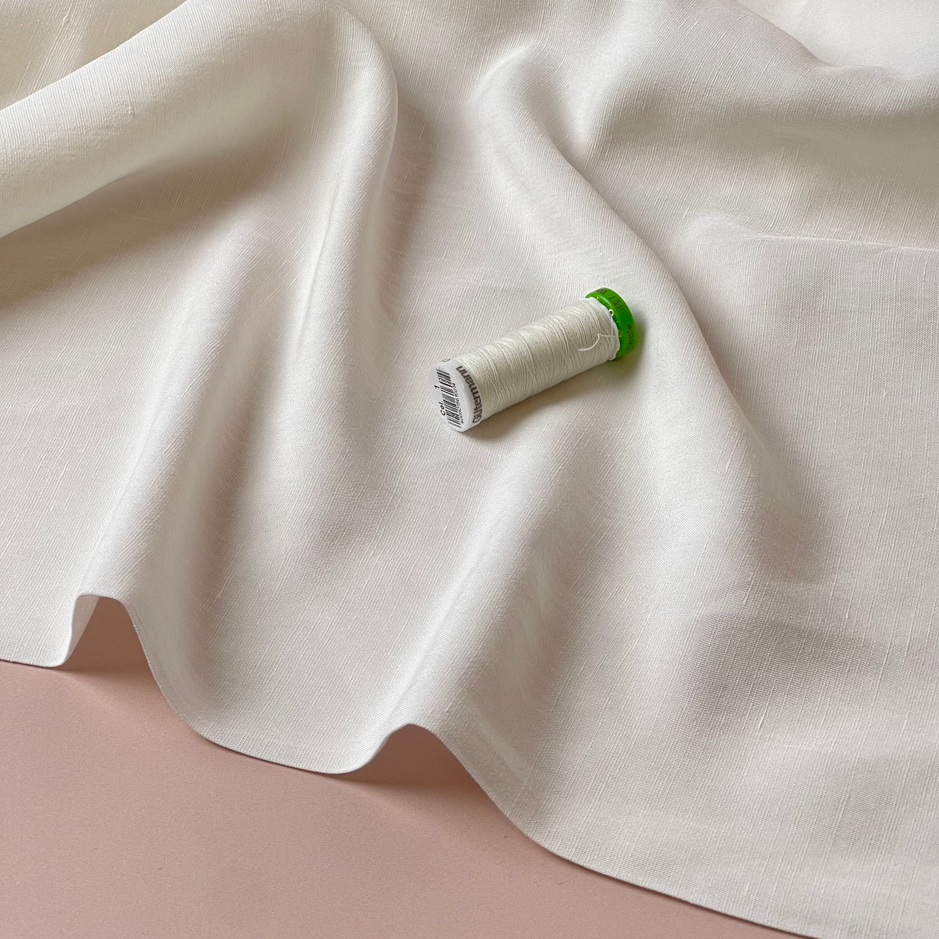 Lush Off-White Light Viscose Linen Crepe Dress Fabric