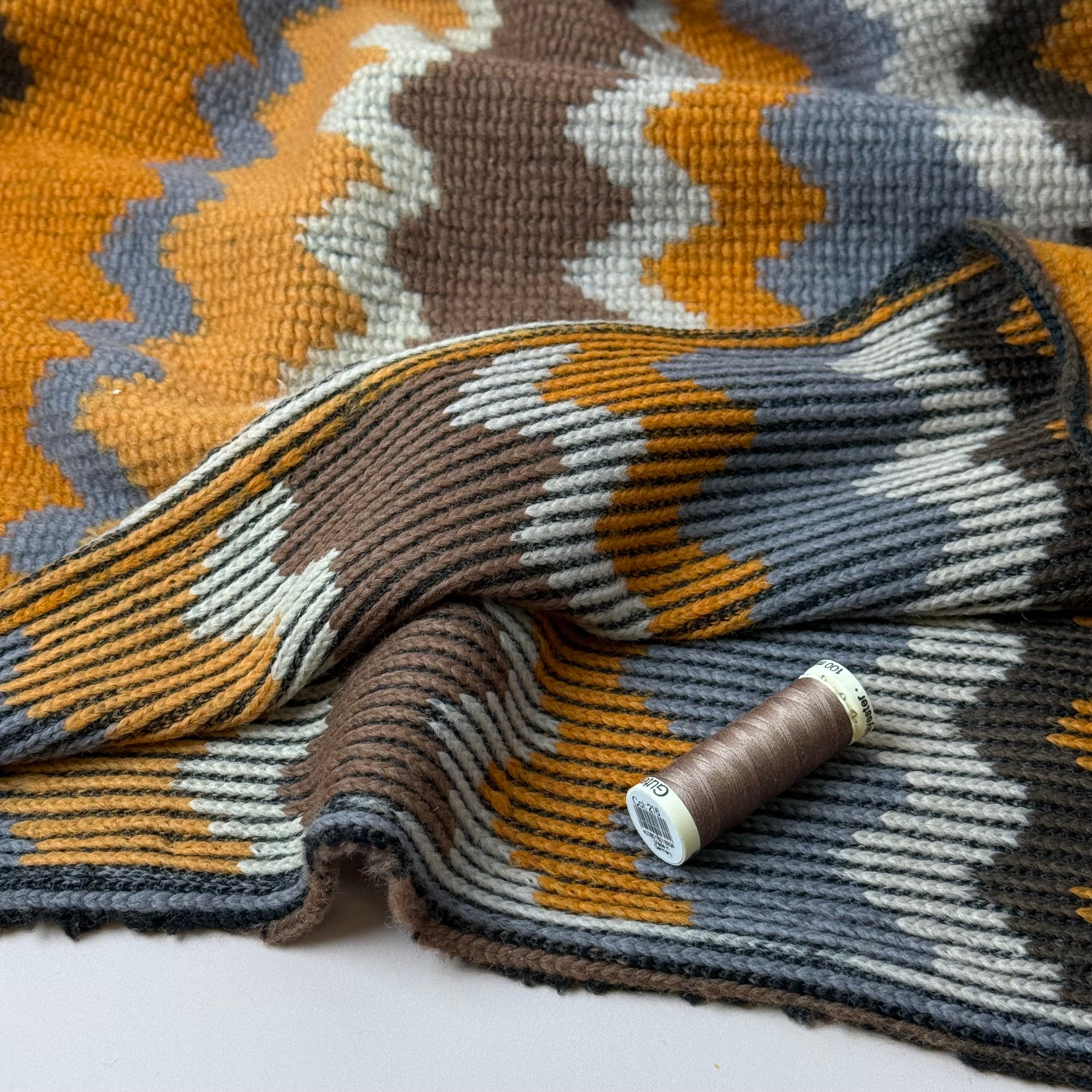 Autumn Zigzags Wool Blend Knitted Fabric