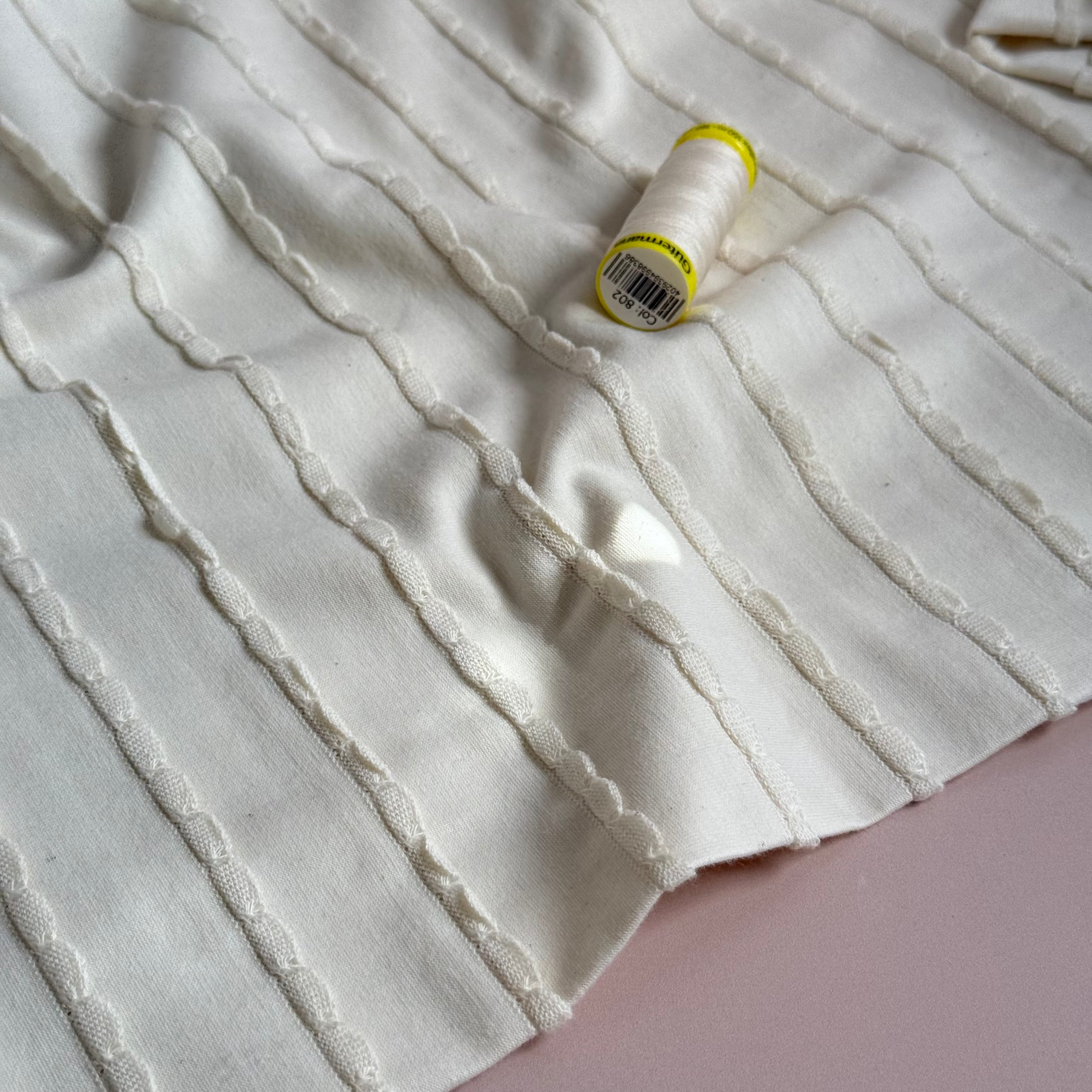 Knitted Frills Natural Cotton Jersey Fabric