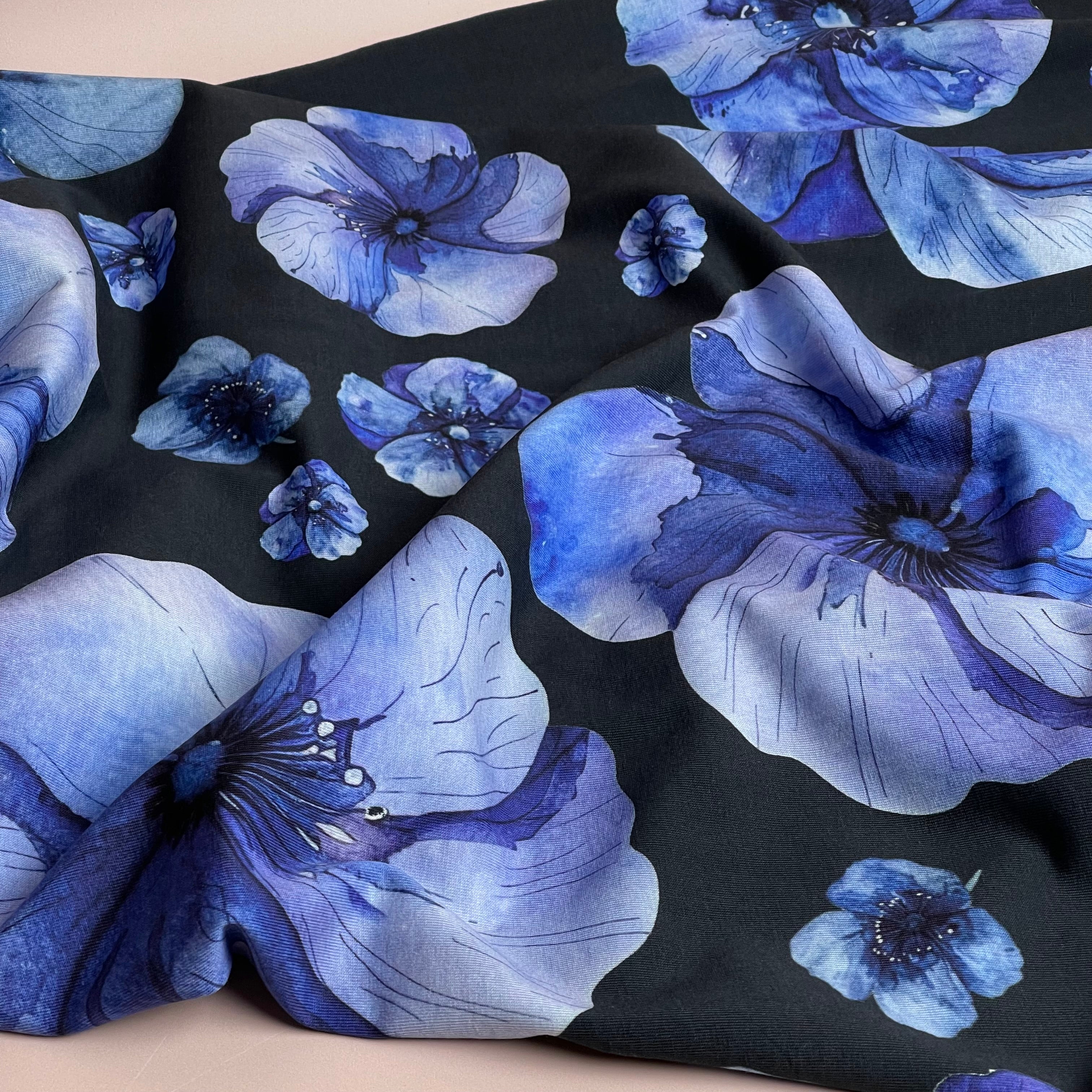 Danish Design - Watercolour Blue Poppy Cotton Jersey