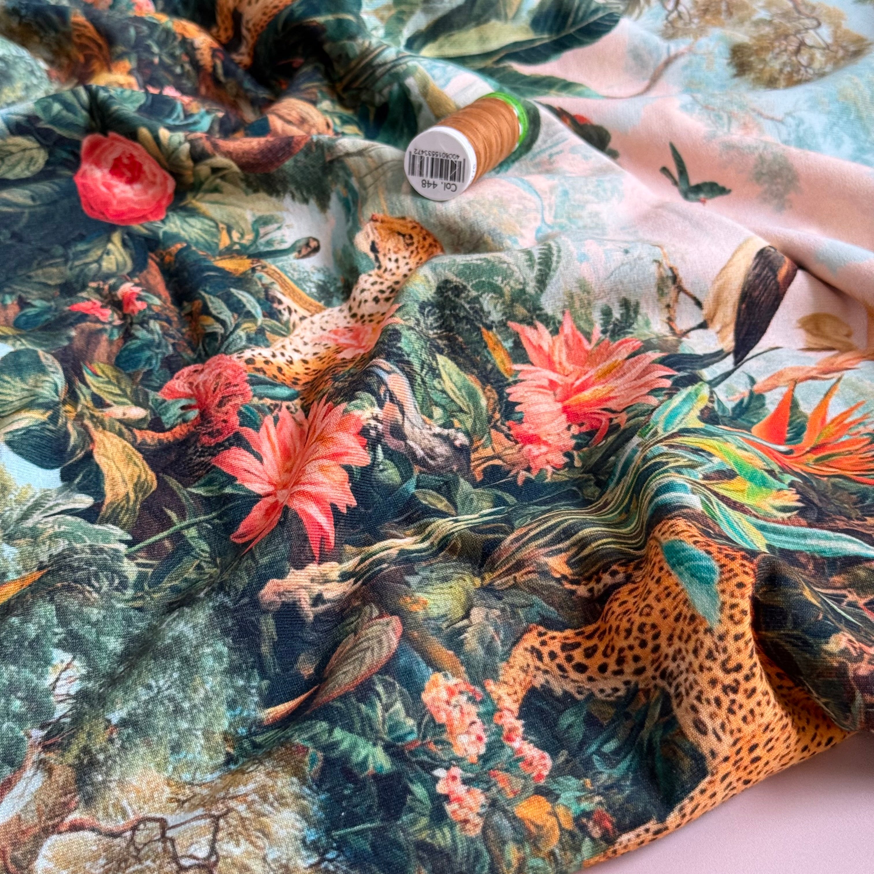 Safari Green Cotton Sweat Shirting Fabric