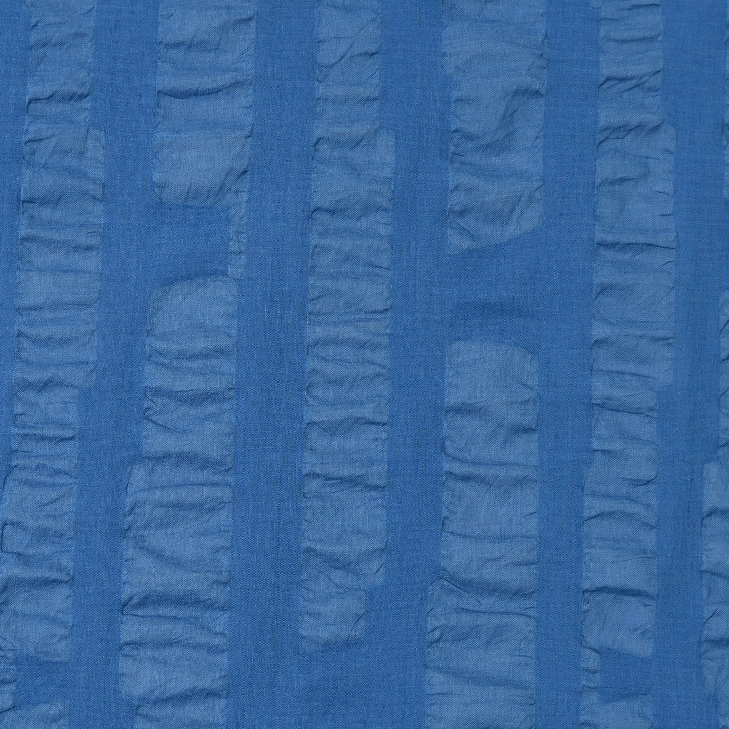 Kokka - Textured Waffle Stripes Ripple Cotton Lawn in Brilliant Blue