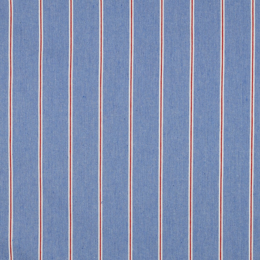 Wide Stripe on Light Blue Denim Fabric