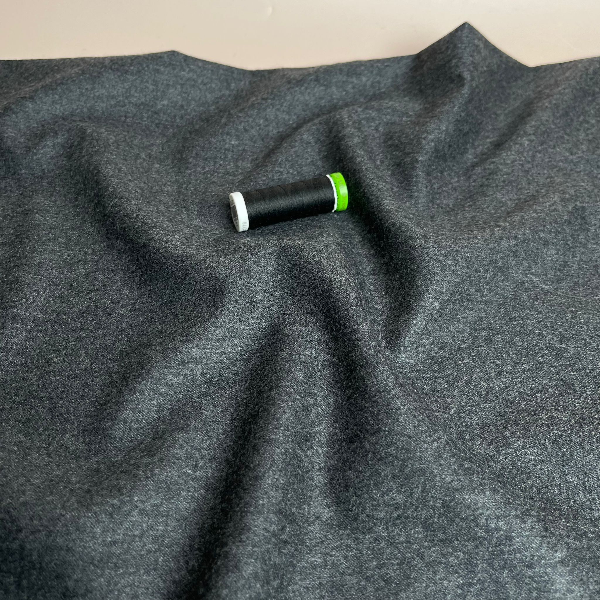 Deadstock Pure Wool Flannel Suiting Fabric in Charcoal