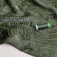 Leaves in Khaki Viscose Jacquard Sateen