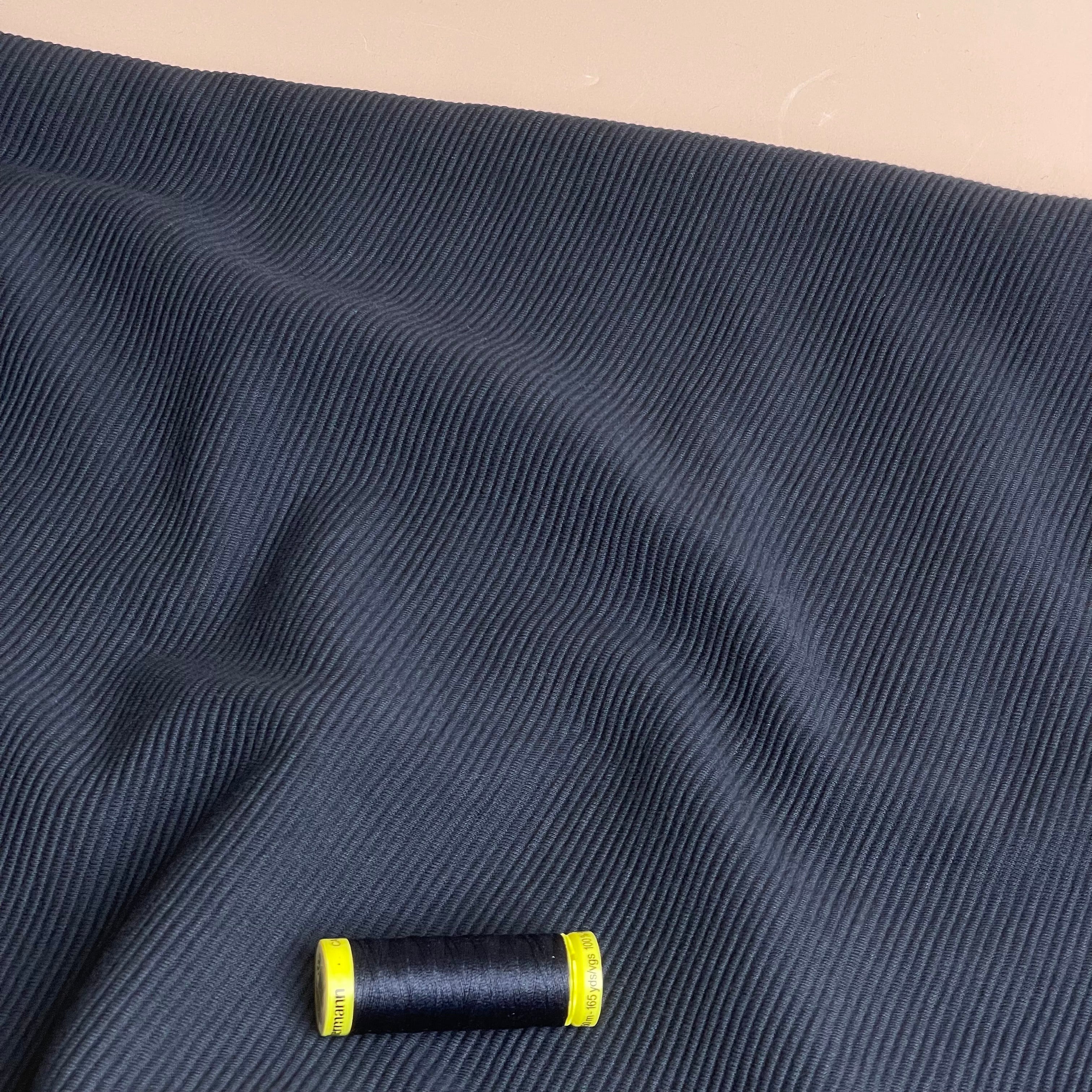 Ottoman Cotton Ribbed Knit in Navy