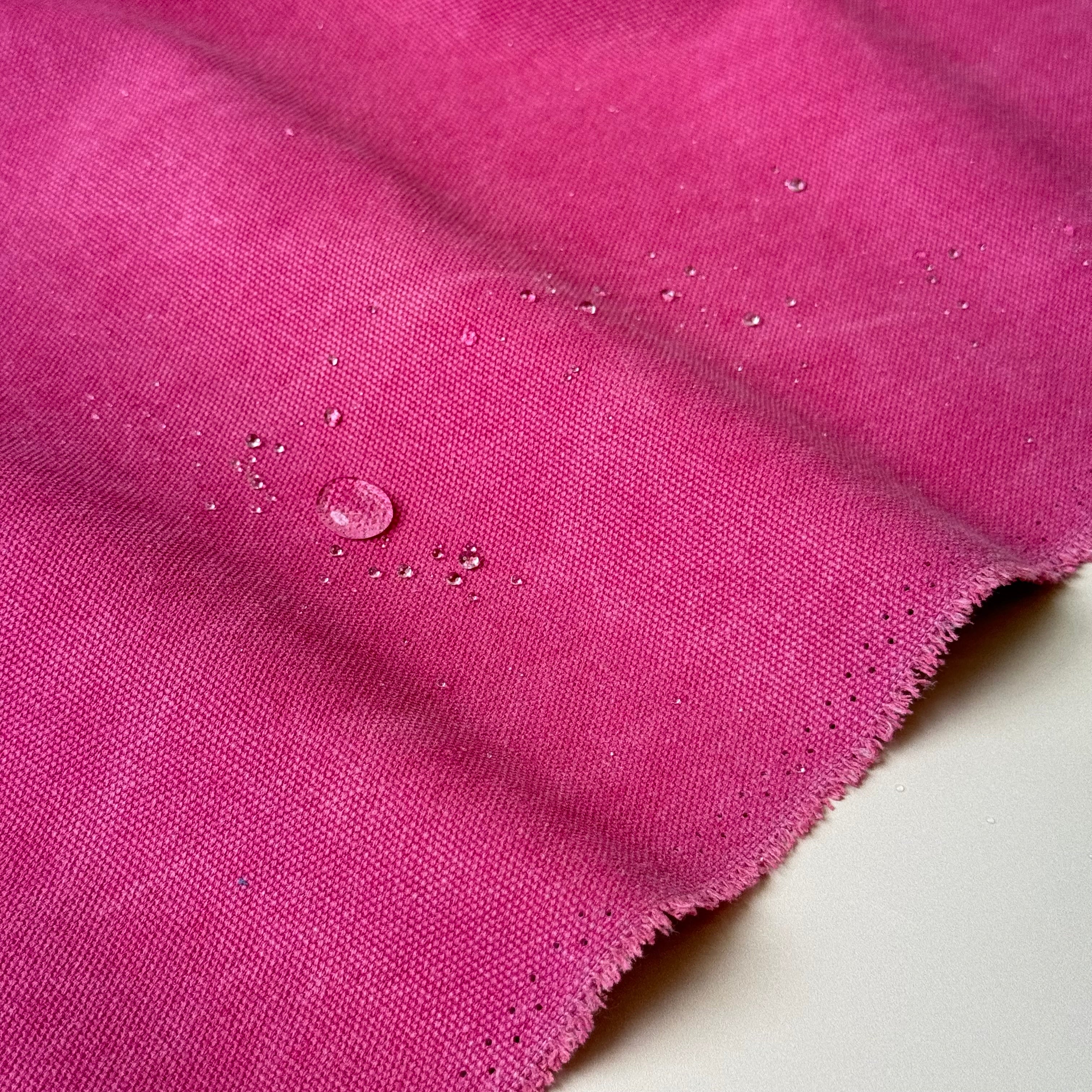 Water Repellent Waxed Cotton Canvas Fabric in Fuschia