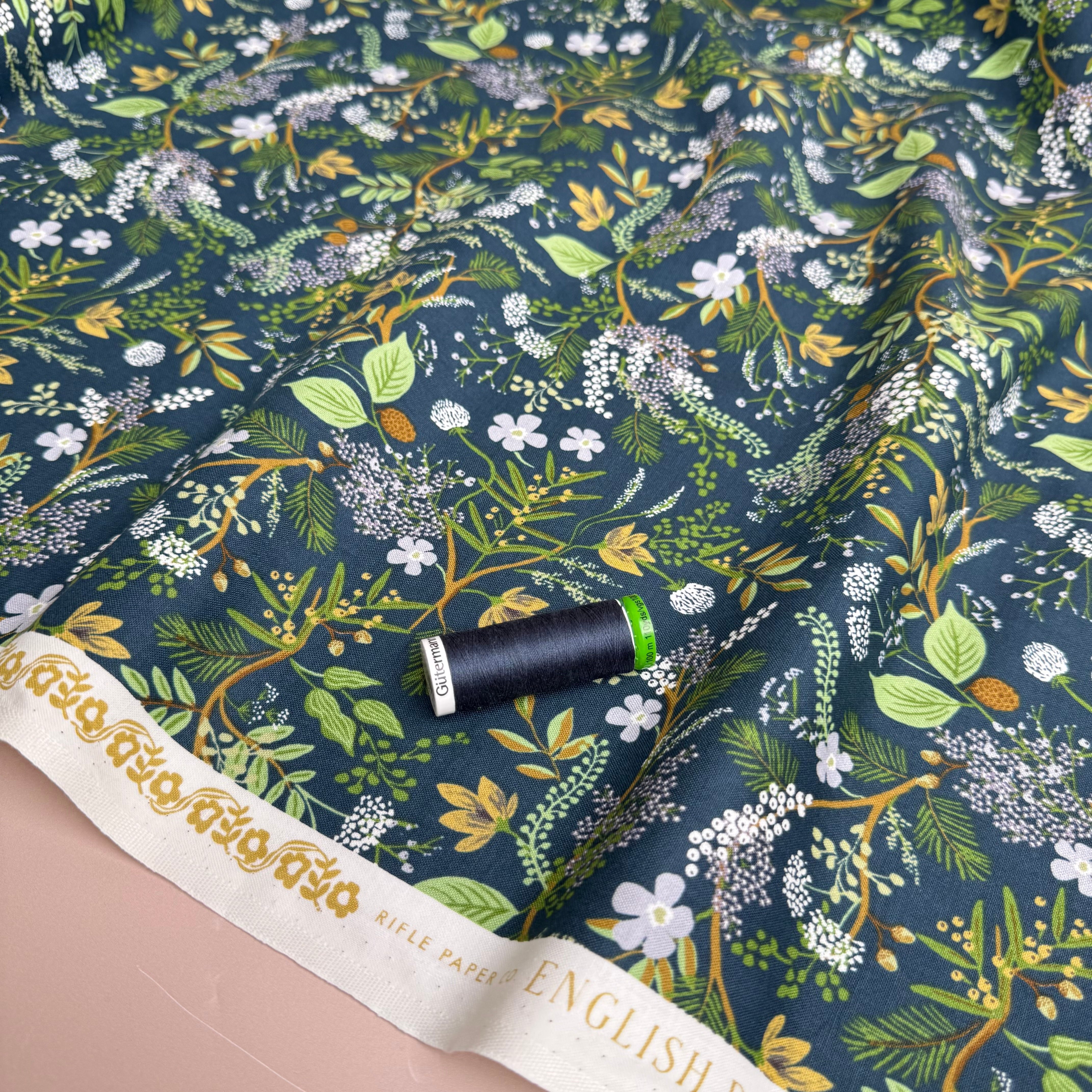 Rifle Paper Co - Juniper Forest in Evergreen Cotton Fabric from English Rose